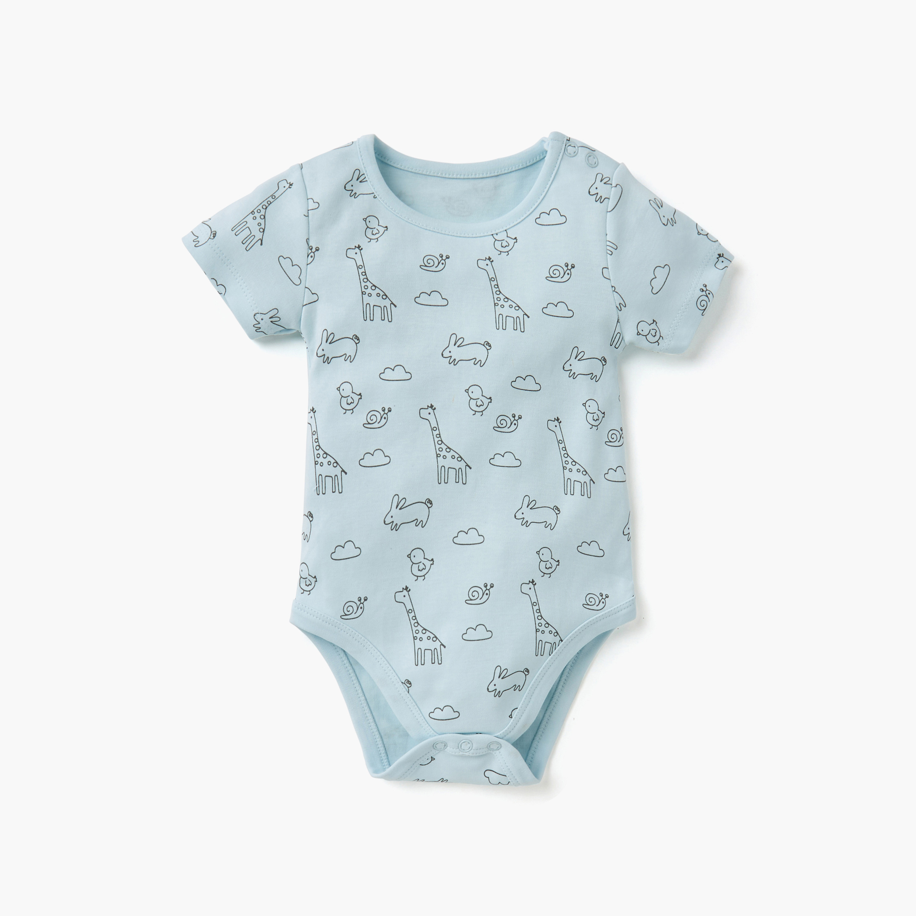 Juniors Assorted Bodysuit with Short Sleeves and Button Closure - Set of 5-baby-boys-clothing-multipacks-image-4