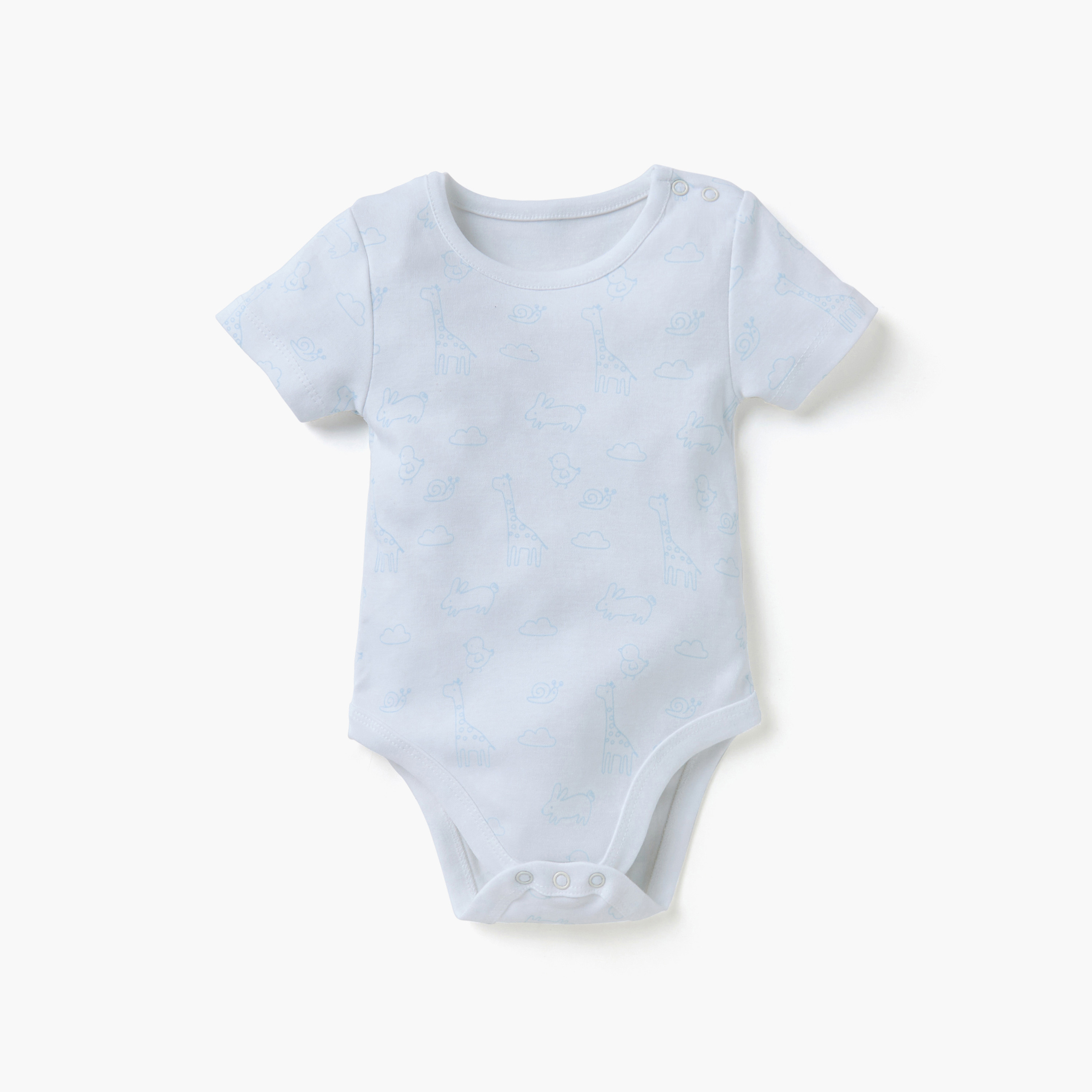 Juniors Assorted Bodysuit with Short Sleeves and Button Closure - Set of 5-baby-boys-clothing-multipacks-image-6