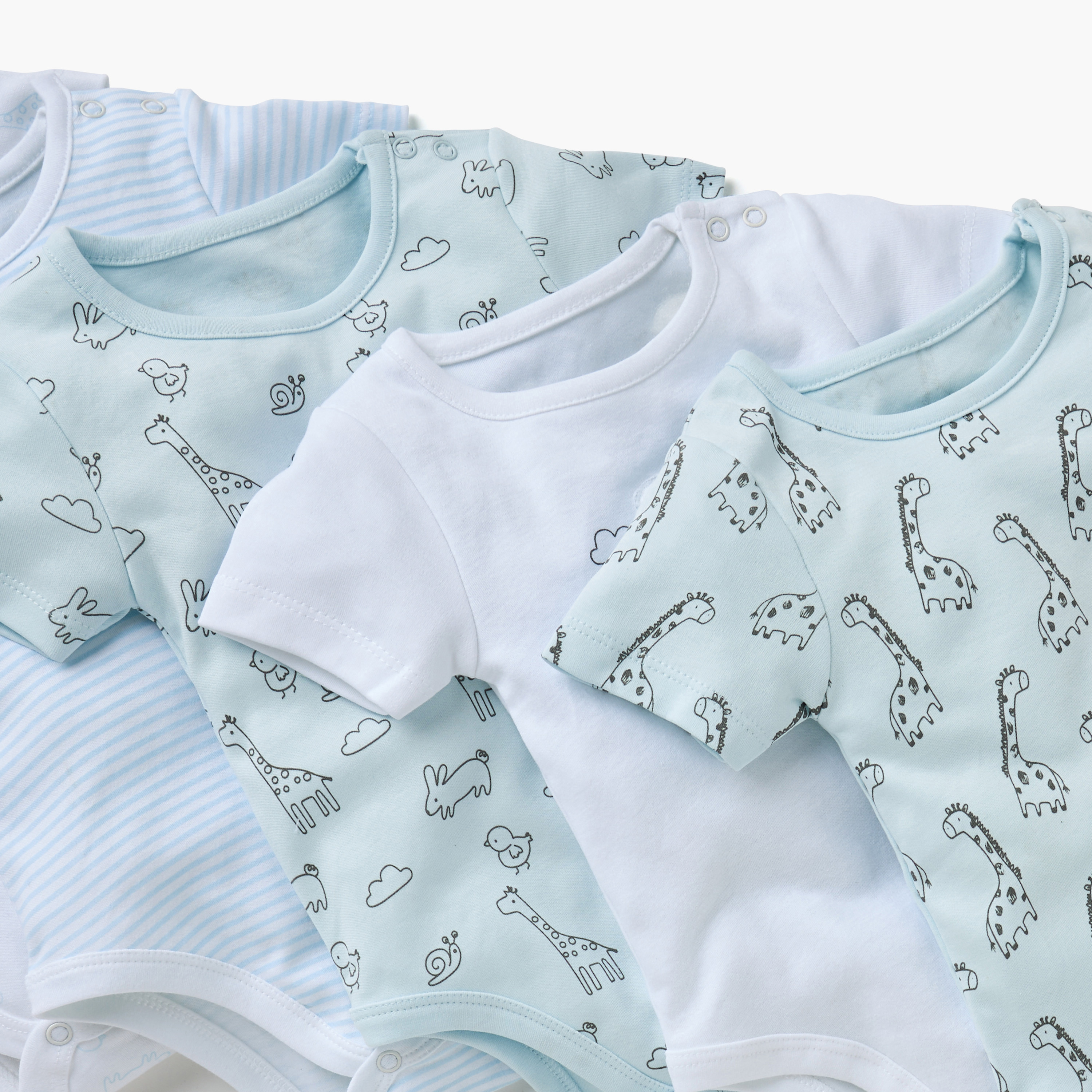 Juniors Assorted Bodysuit with Short Sleeves and Button Closure - Set of 5-baby-boys-clothing-multipacks-image-7