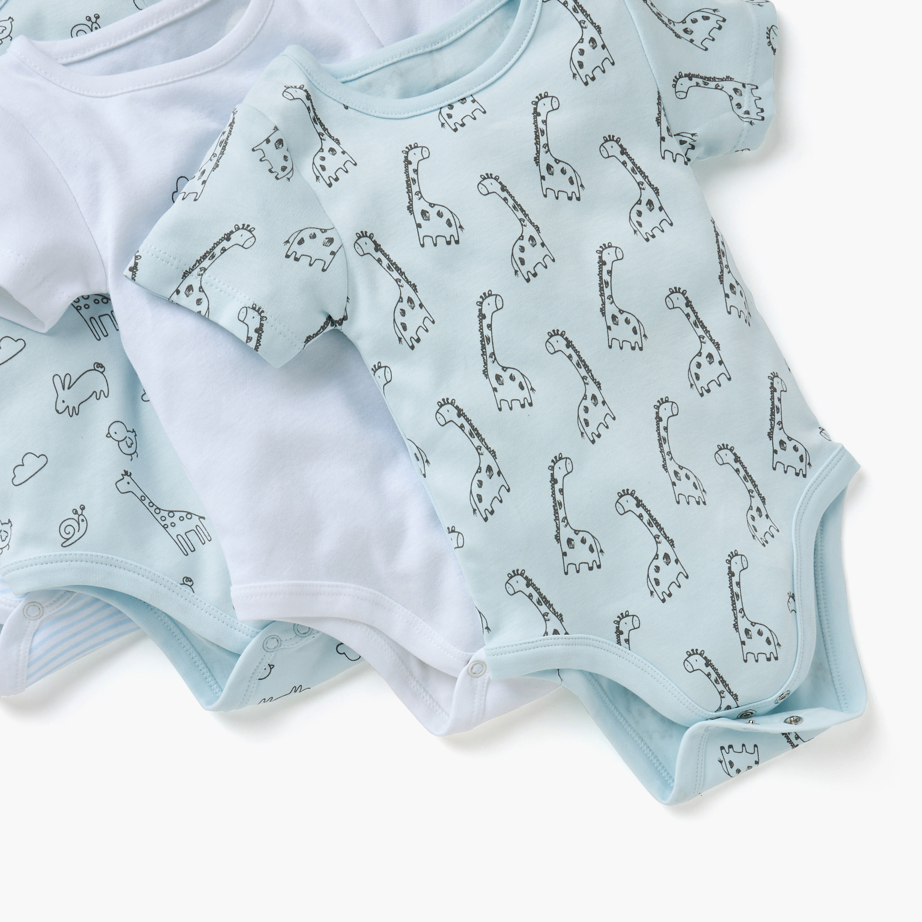 Juniors Assorted Bodysuit with Short Sleeves and Button Closure - Set of 5-baby-boys-clothing-multipacks-image-8