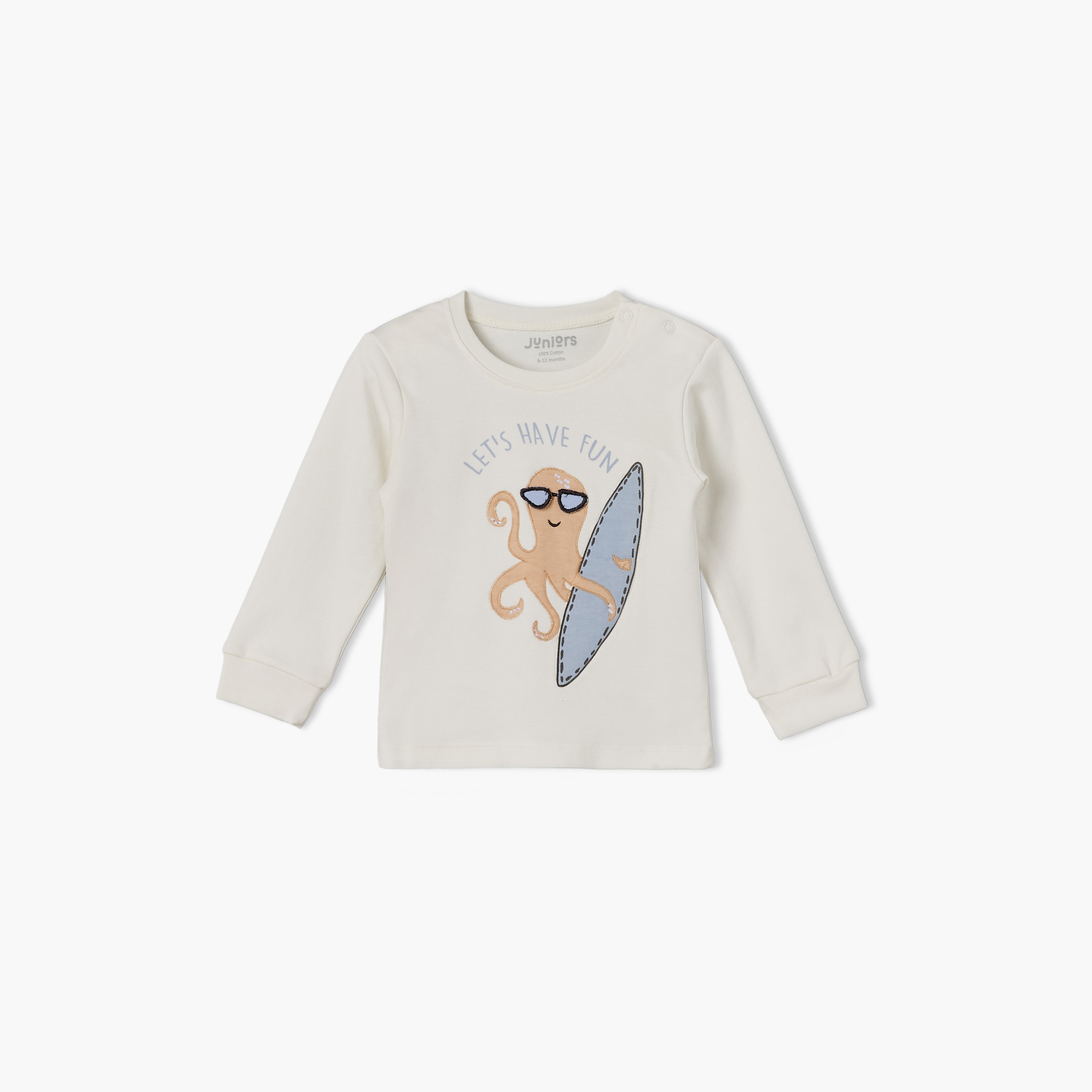 طقم بيجاما قطنية بياقة مستديرة وأكمام طويلة مع زخارف أخطبوط من جونيورز-baby-boys-clothing-nightwear-pyjamasets-image-2