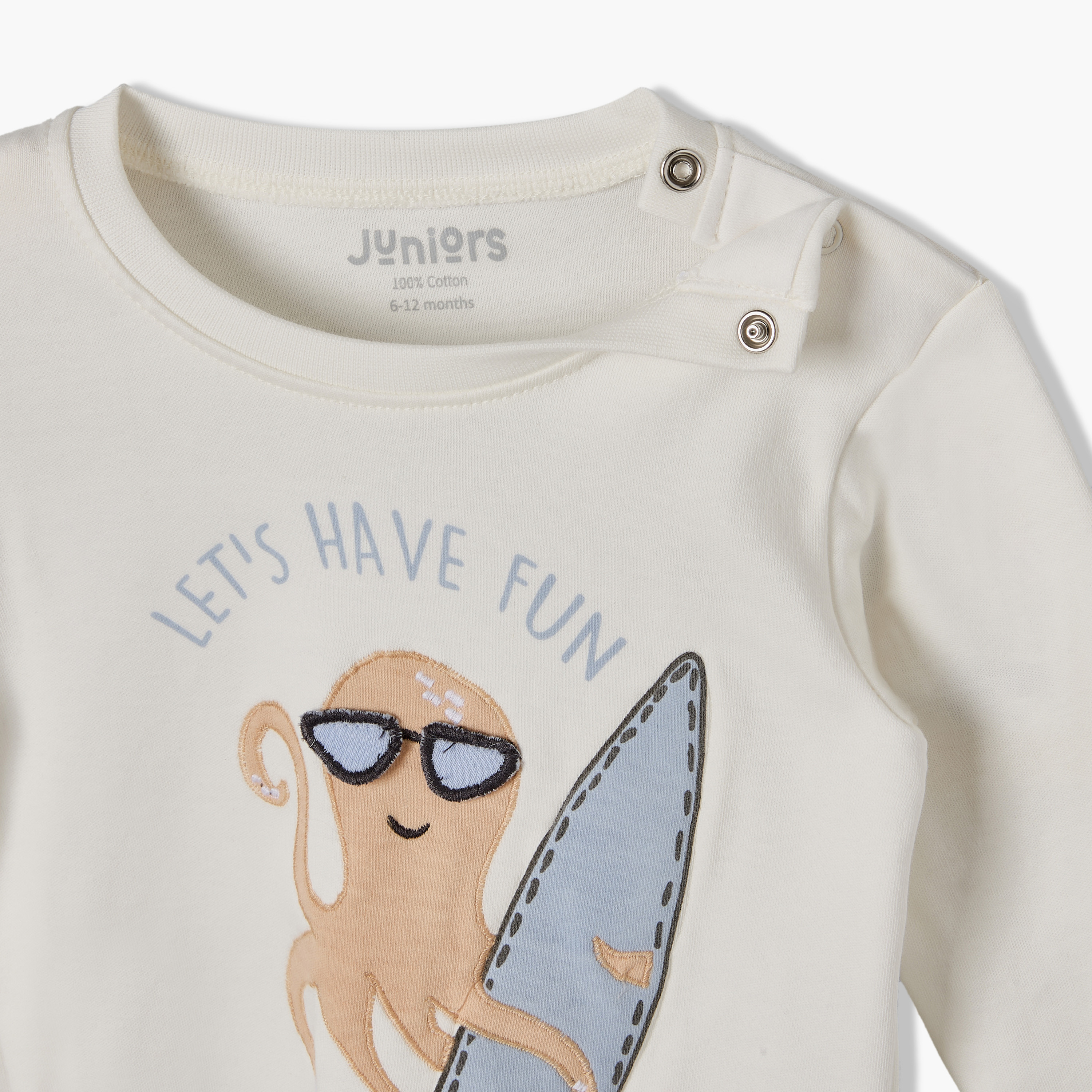 طقم بيجاما قطنية بياقة مستديرة وأكمام طويلة مع زخارف أخطبوط من جونيورز-baby-boys-clothing-nightwear-pyjamasets-image-6