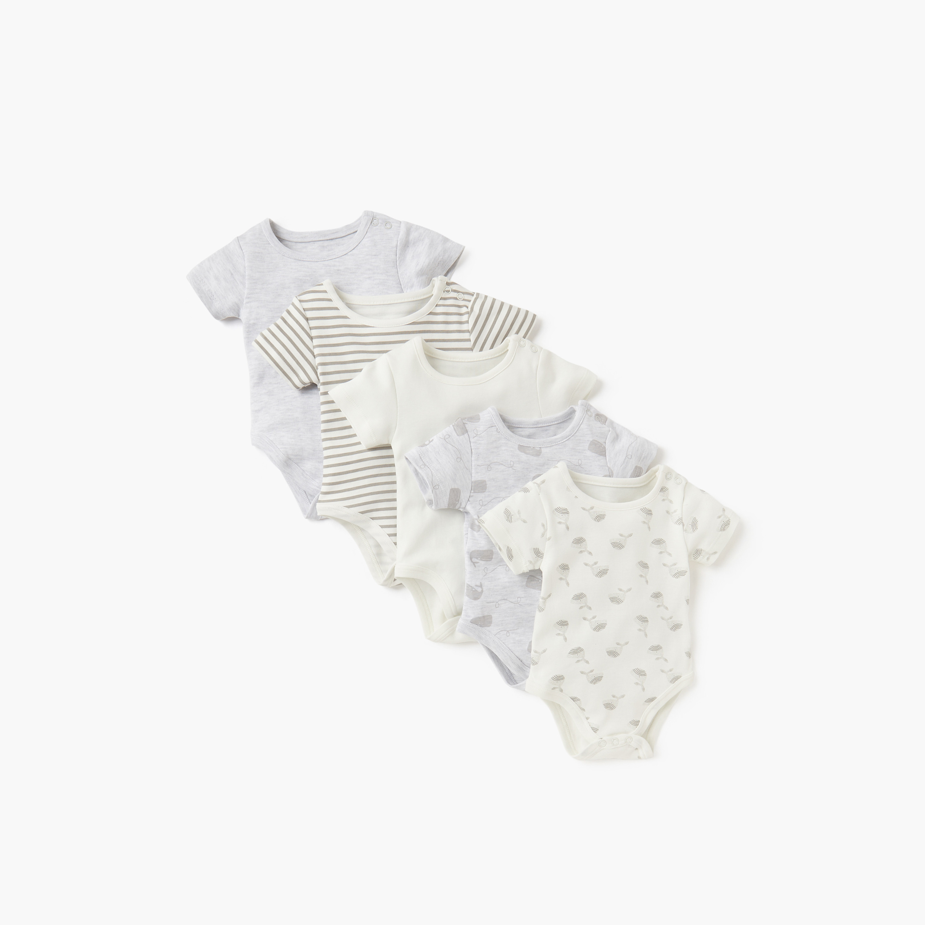 Juniors Printed Bodysuit with Short Sleeves - Set of 5-baby-boys-clothing-bodysuits-image-1