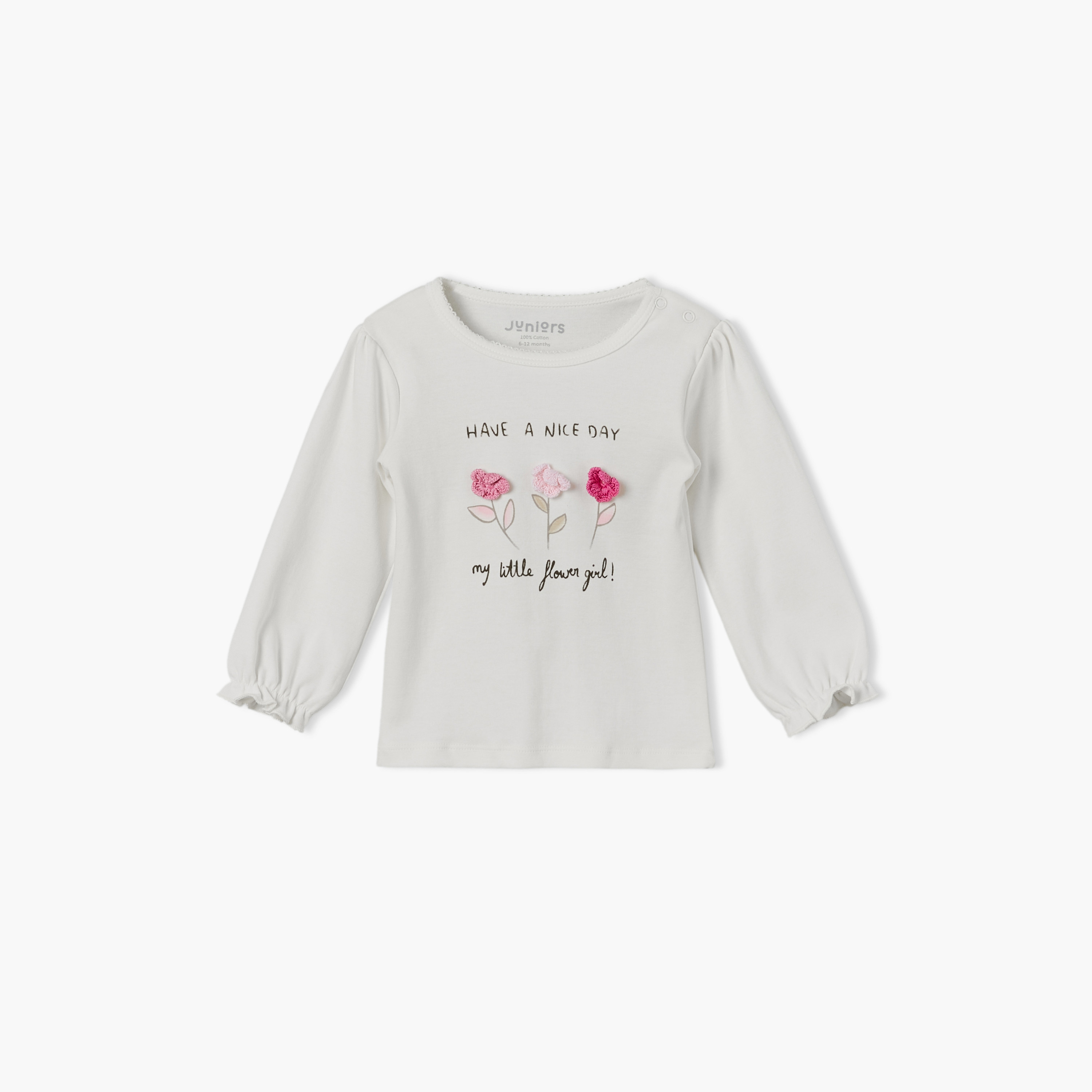 Juniors Cotton Crew Neck Long Sleeves Pyjama Set with Floral Print-baby-girls-clothing-nightwear-pyjamasets-image-2