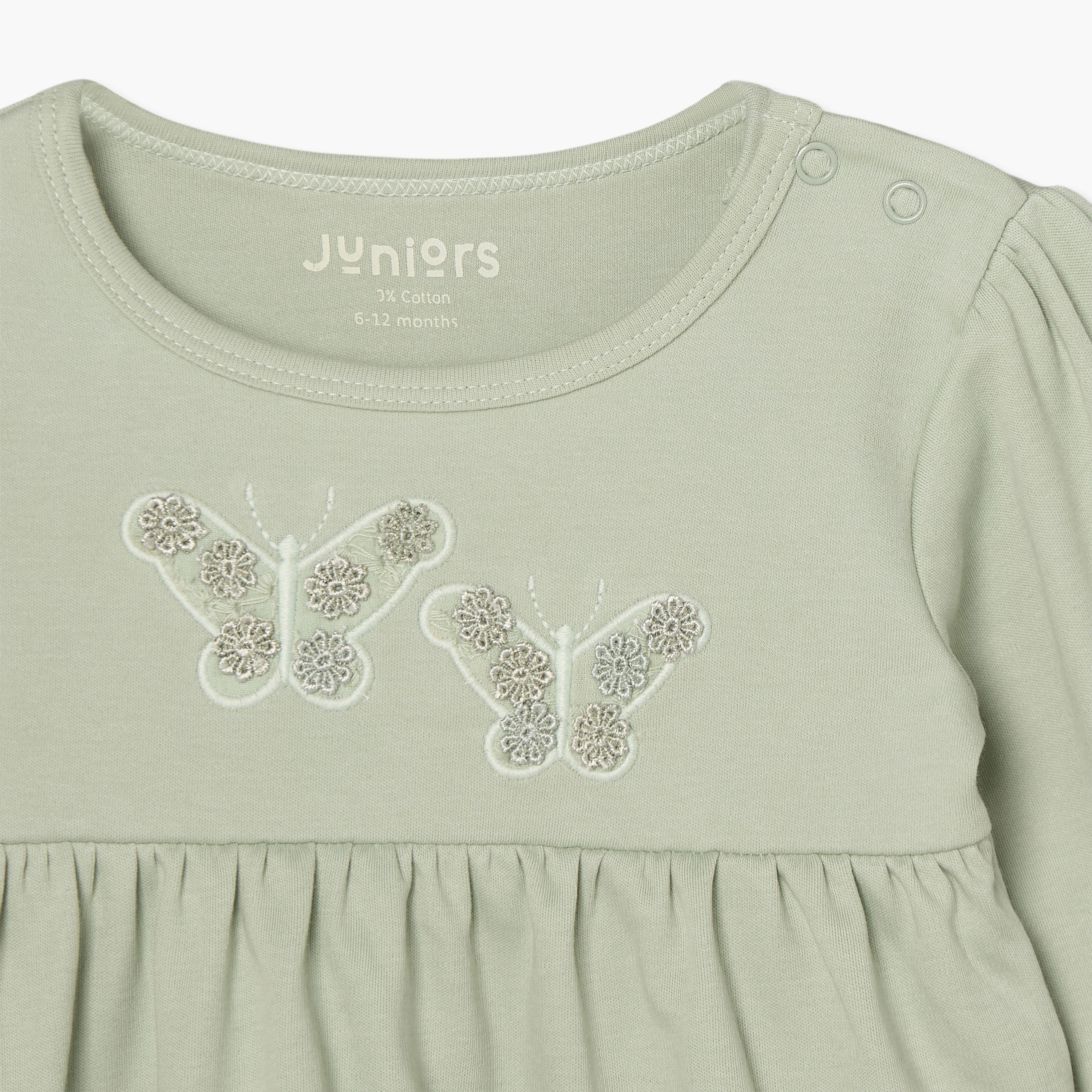طقم بيجاما قطن برقبة ضيقة وأكمام طويلة وتطريز فراشات من جونيورز-baby-girls-clothing-nightwear-pyjamasets-image-7