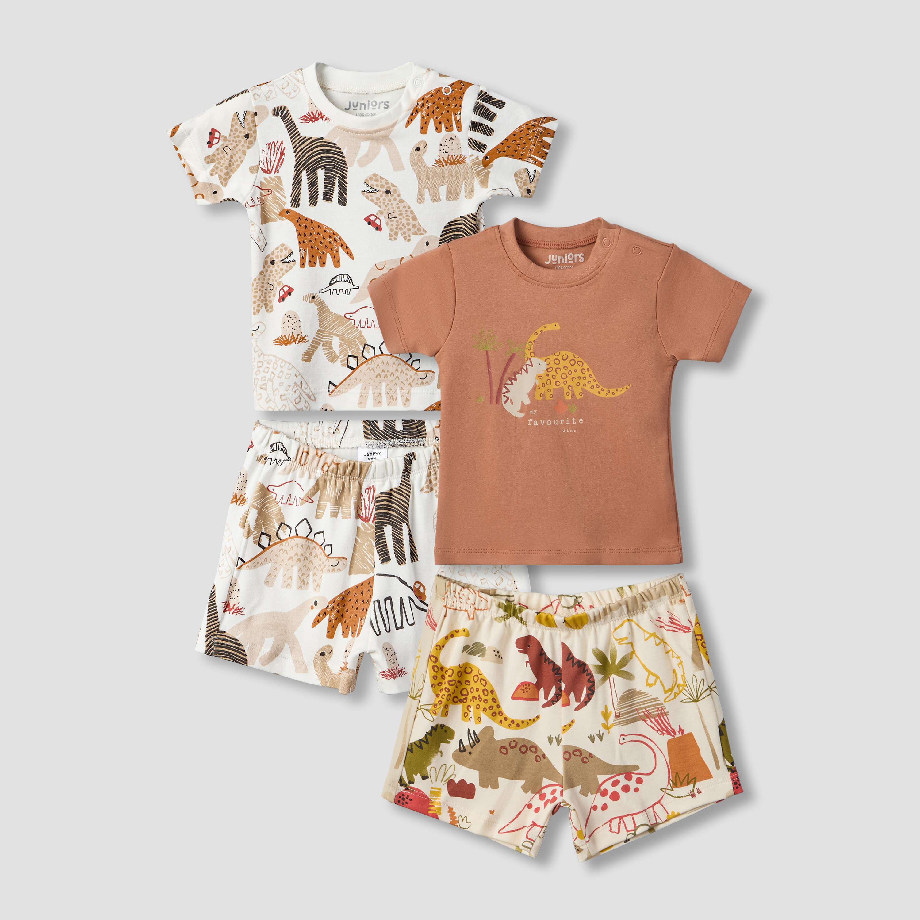 Pack of 2 Juniors Crew Neck Short Sleeves T-shirt and Shorts Set with Safari Print-baby-boys-clothing-setsandcoords-image-1