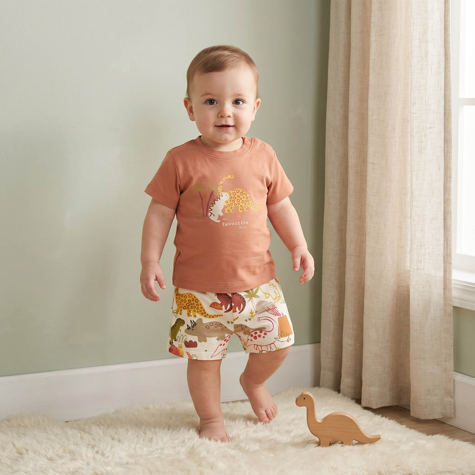Pack of 2 Juniors Crew Neck Short Sleeves T-shirt and Shorts Set with Safari Print-baby-boys-clothing-setsandcoords-image-2