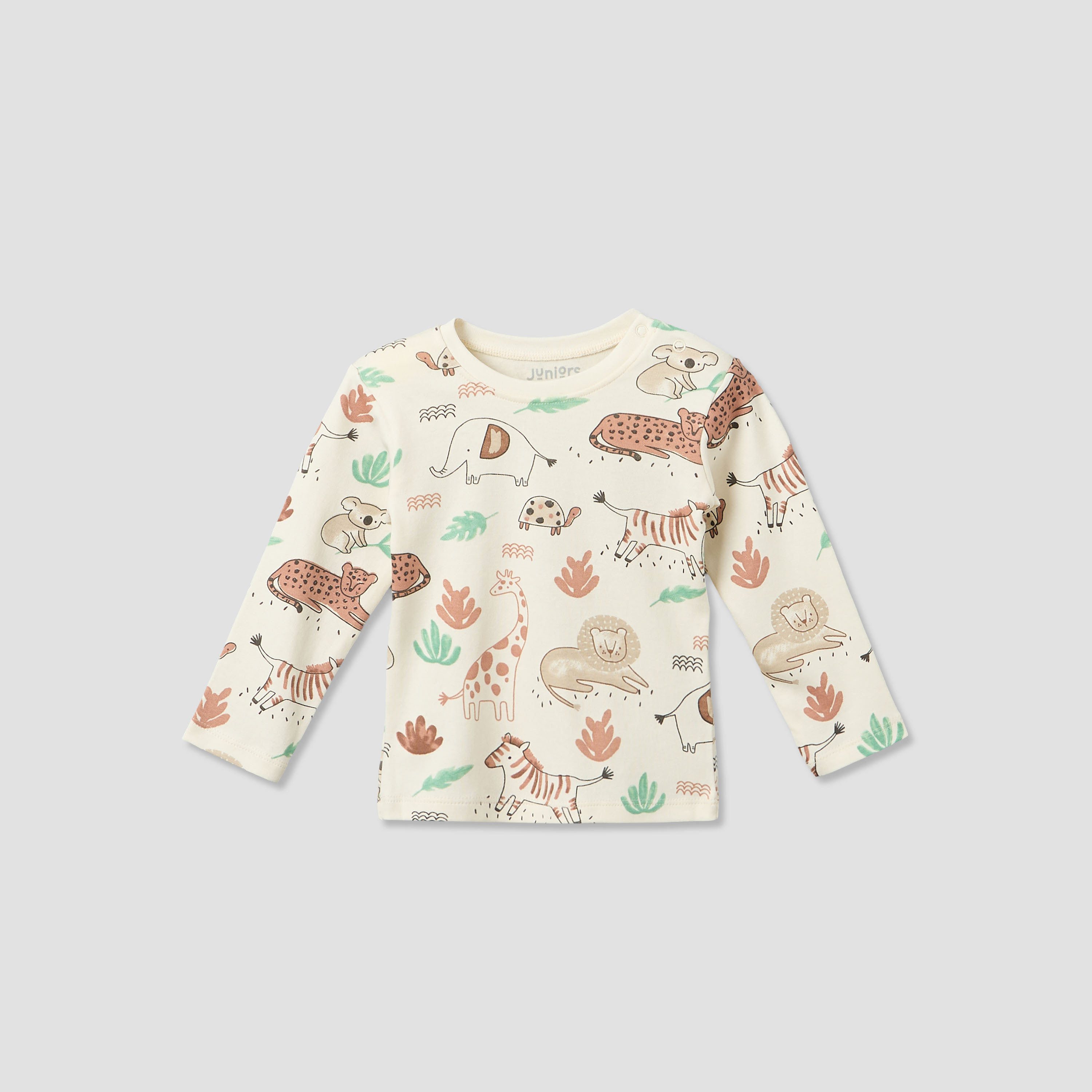 Juniors Cotton Round Neck Long Sleeves Pyjama Set with Safari Print-baby-boys-clothing-nightwear-pyjamasets-image-3