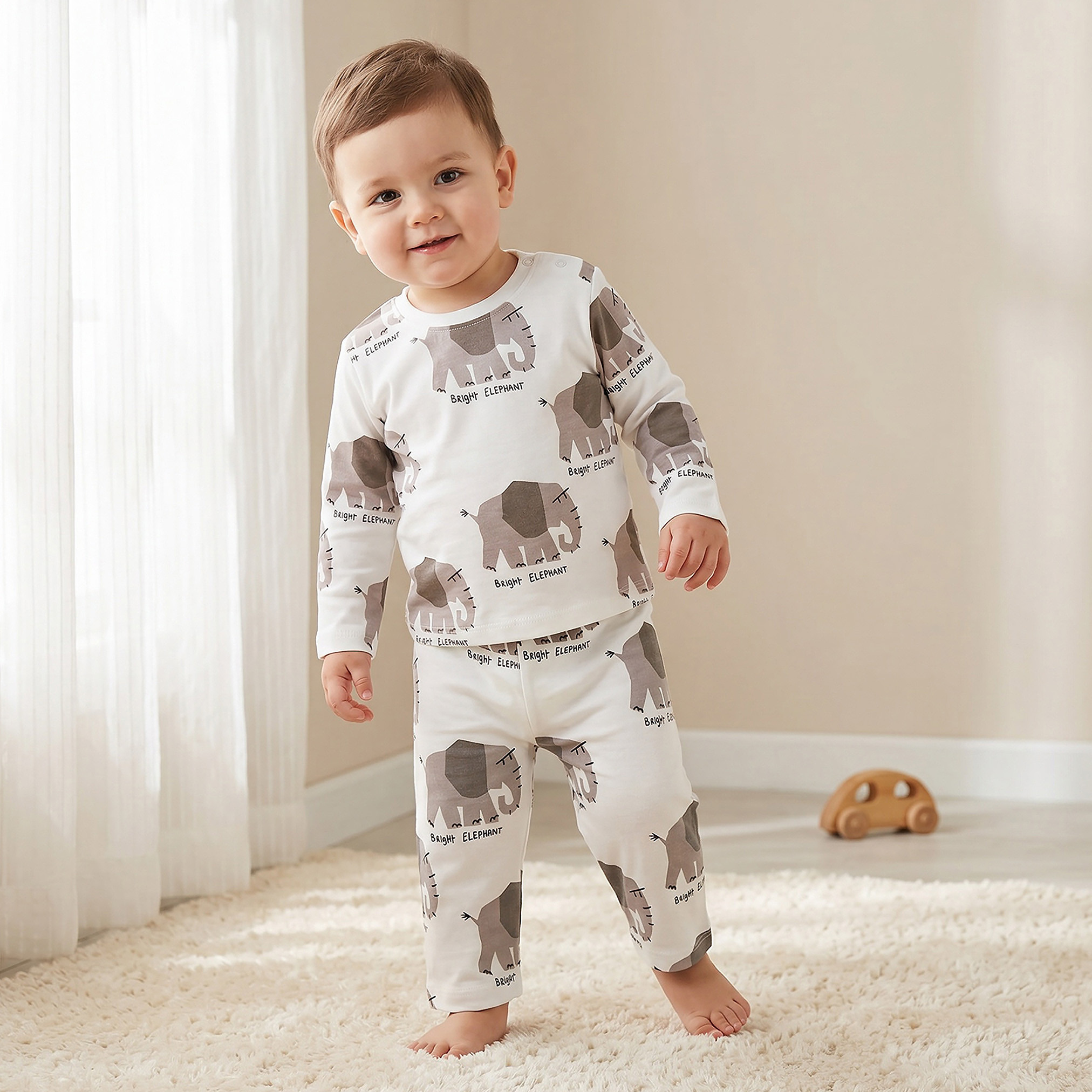 Juniors Cotton Crew Neck Long Sleeves Pyjama Set with Elephant Print-baby-boys-clothing-nightwear-pyjamasets-image-1