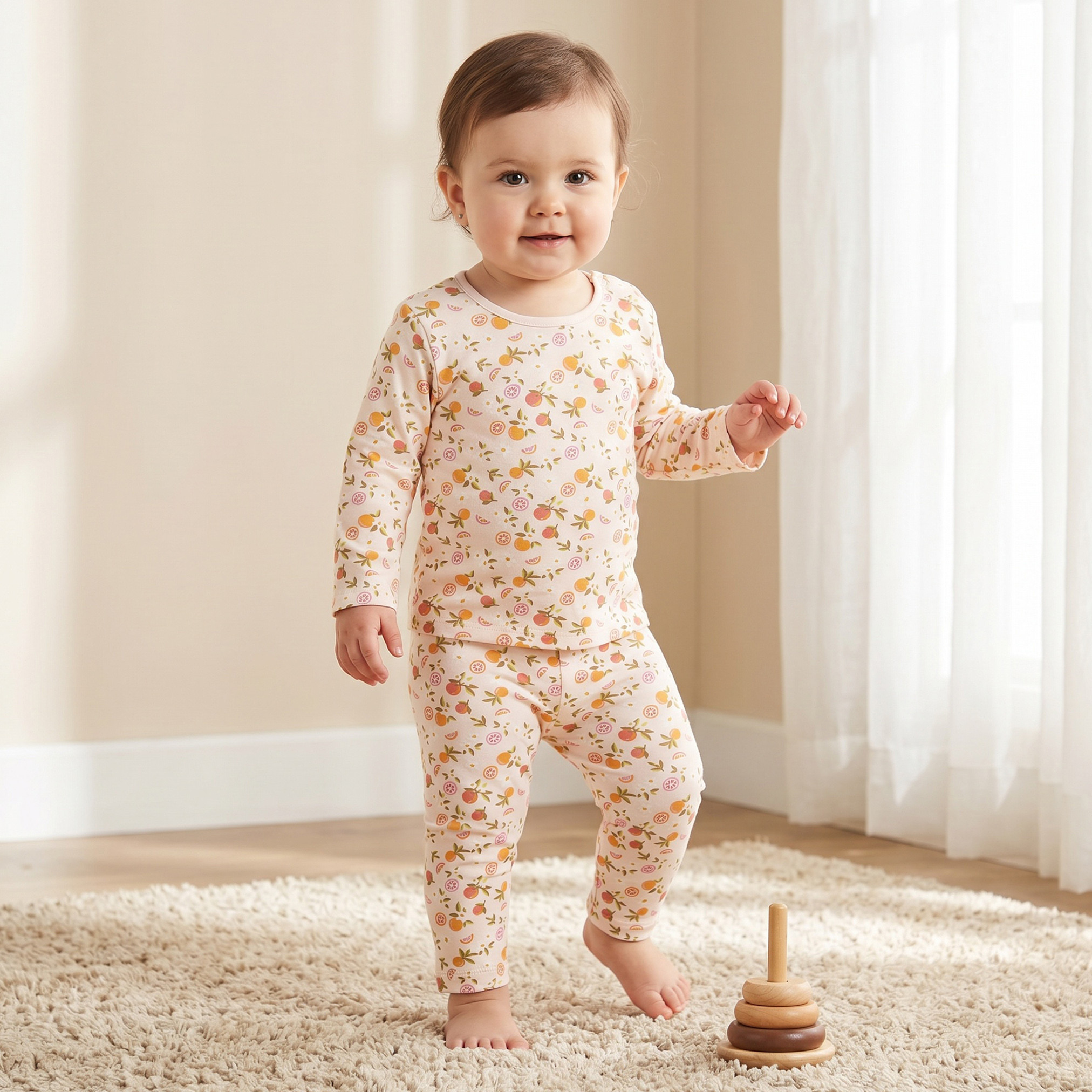 Juniors Cotton Crew Neck Long Sleeves Pyjama Set with Fruit Print-baby-girls-clothing-nightwear-pyjamasets-image-1