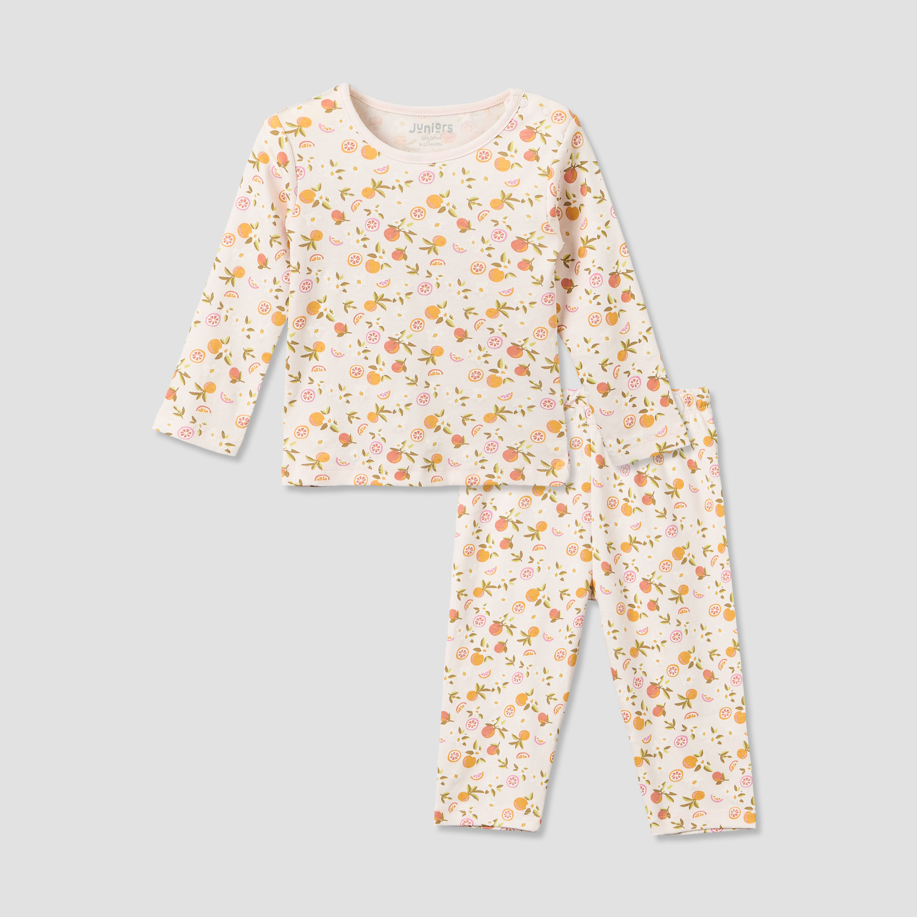 Juniors Cotton Crew Neck Long Sleeves Pyjama Set with Fruit Print-baby-girls-clothing-nightwear-pyjamasets-image-2