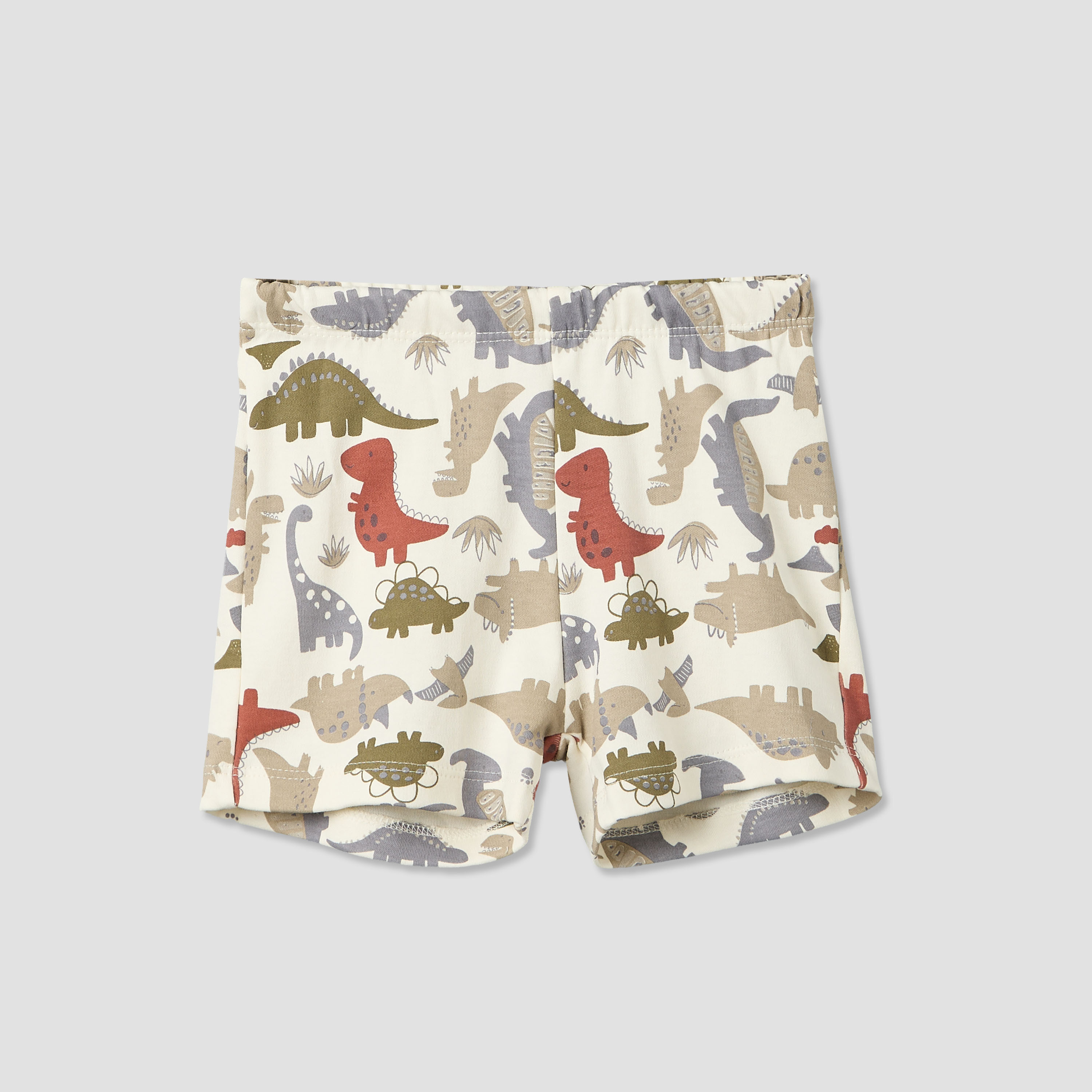 Pack of 2 Juniors Round Neck Short Sleeves T-shirt and Shorts Set with Dinosaur Print-baby-boys-clothing-setsandcoords-image-4
