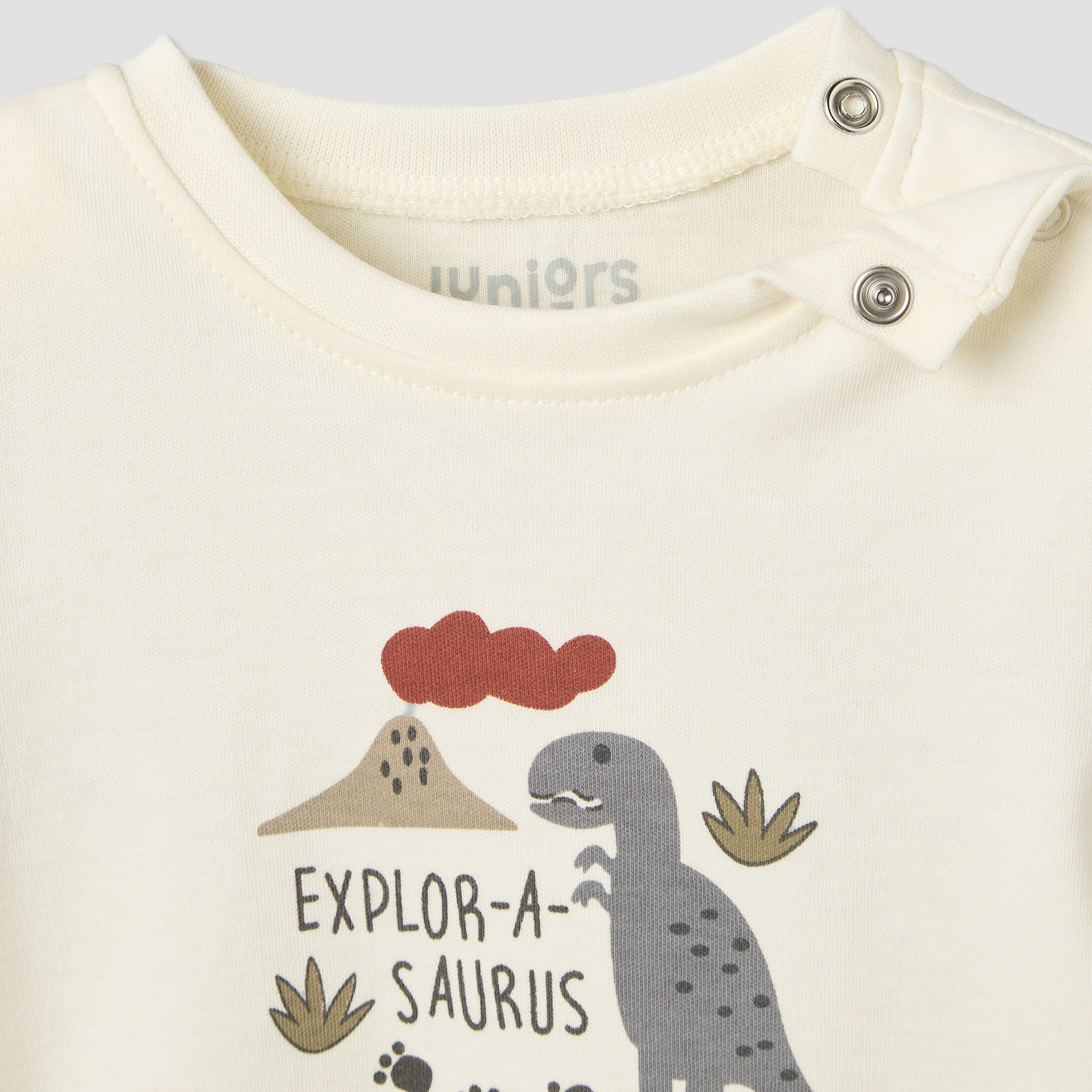 Pack of 2 Juniors Round Neck Short Sleeves T-shirt and Shorts Set with Dinosaur Print-baby-boys-clothing-setsandcoords-image-7