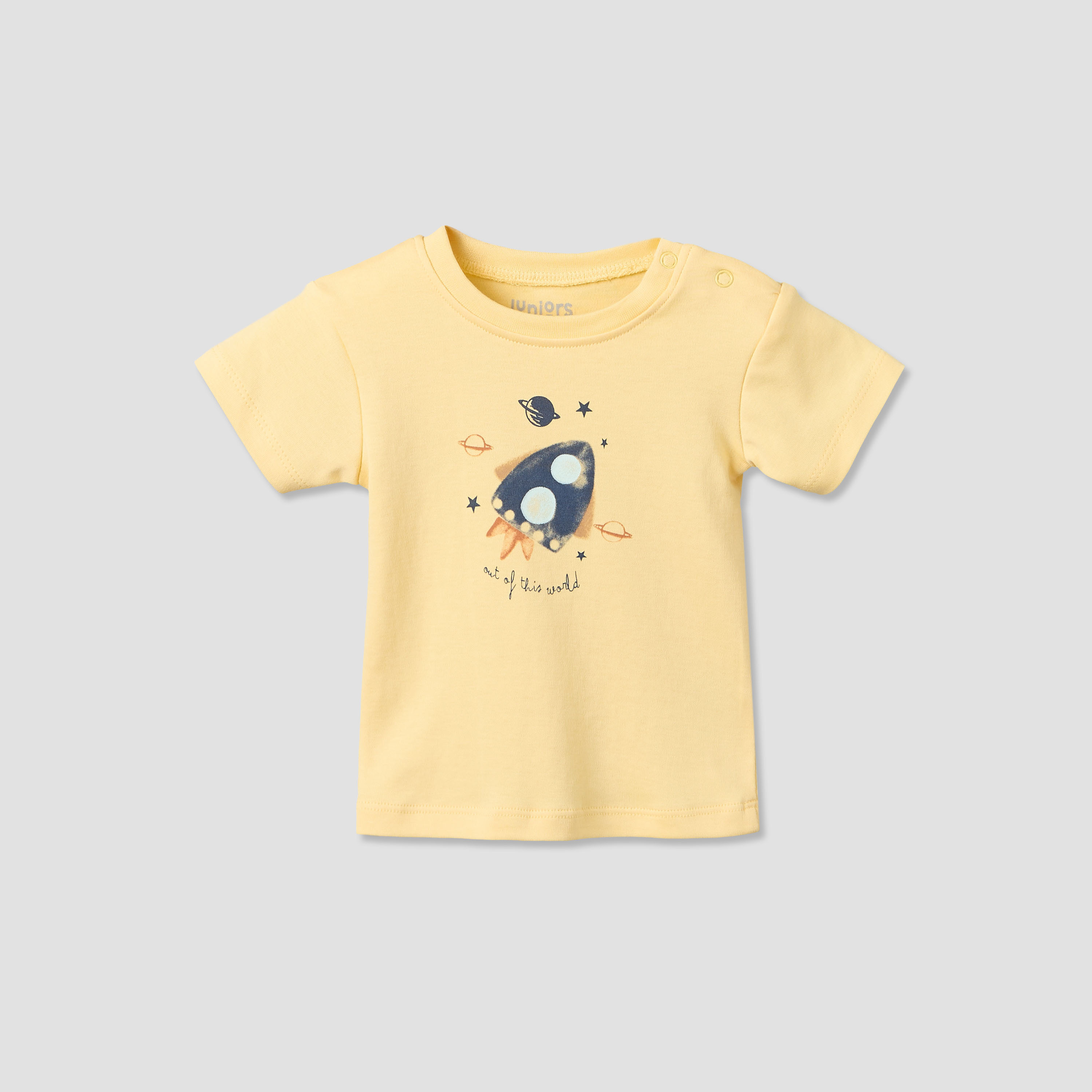 Pack of 2 Juniors Round Neck Short Sleeves T-shirt and Shorts Set with Space Print-baby-boys-clothing-setsandcoords-image-3
