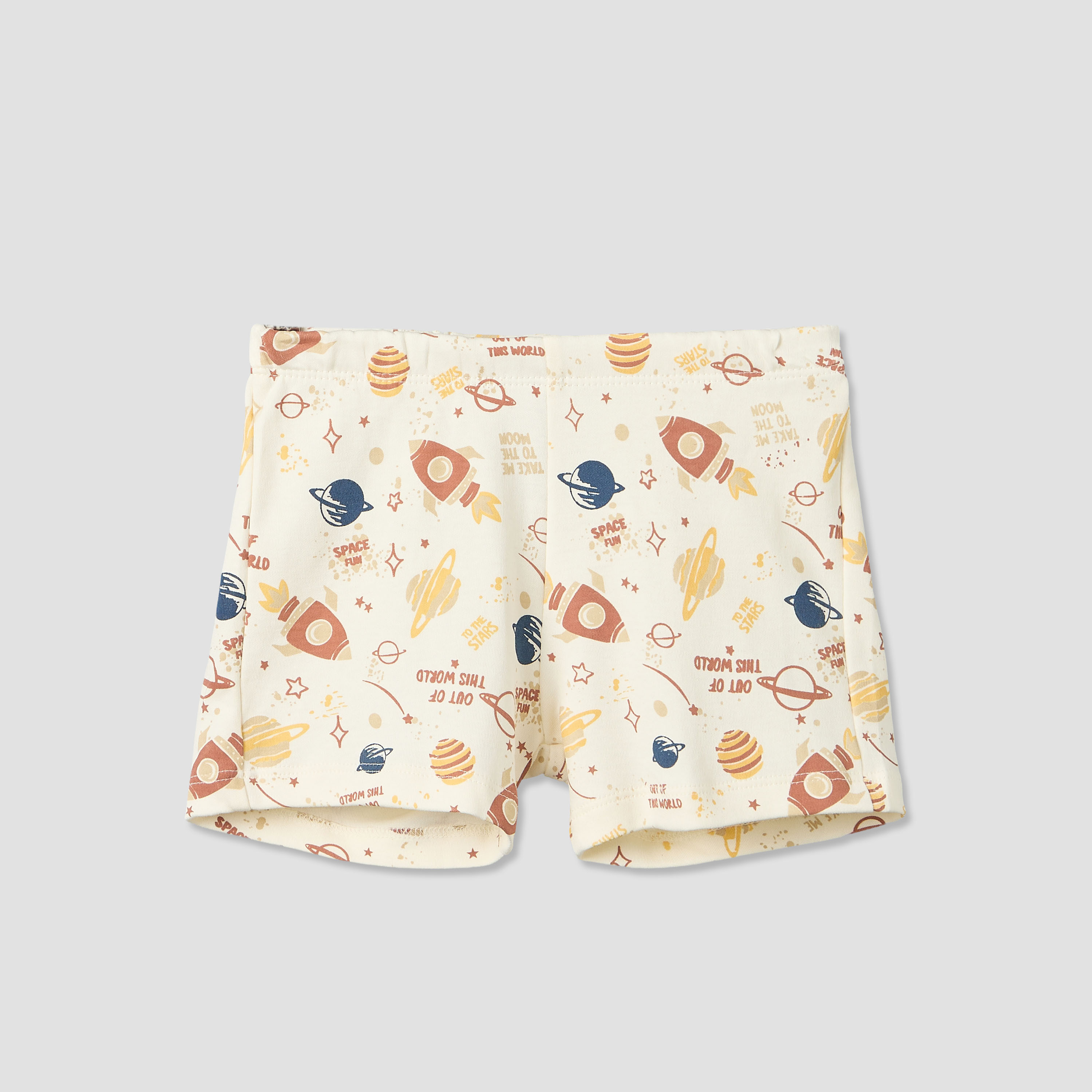 Pack of 2 Juniors Round Neck Short Sleeves T-shirt and Shorts Set with Space Print-baby-boys-clothing-setsandcoords-image-6