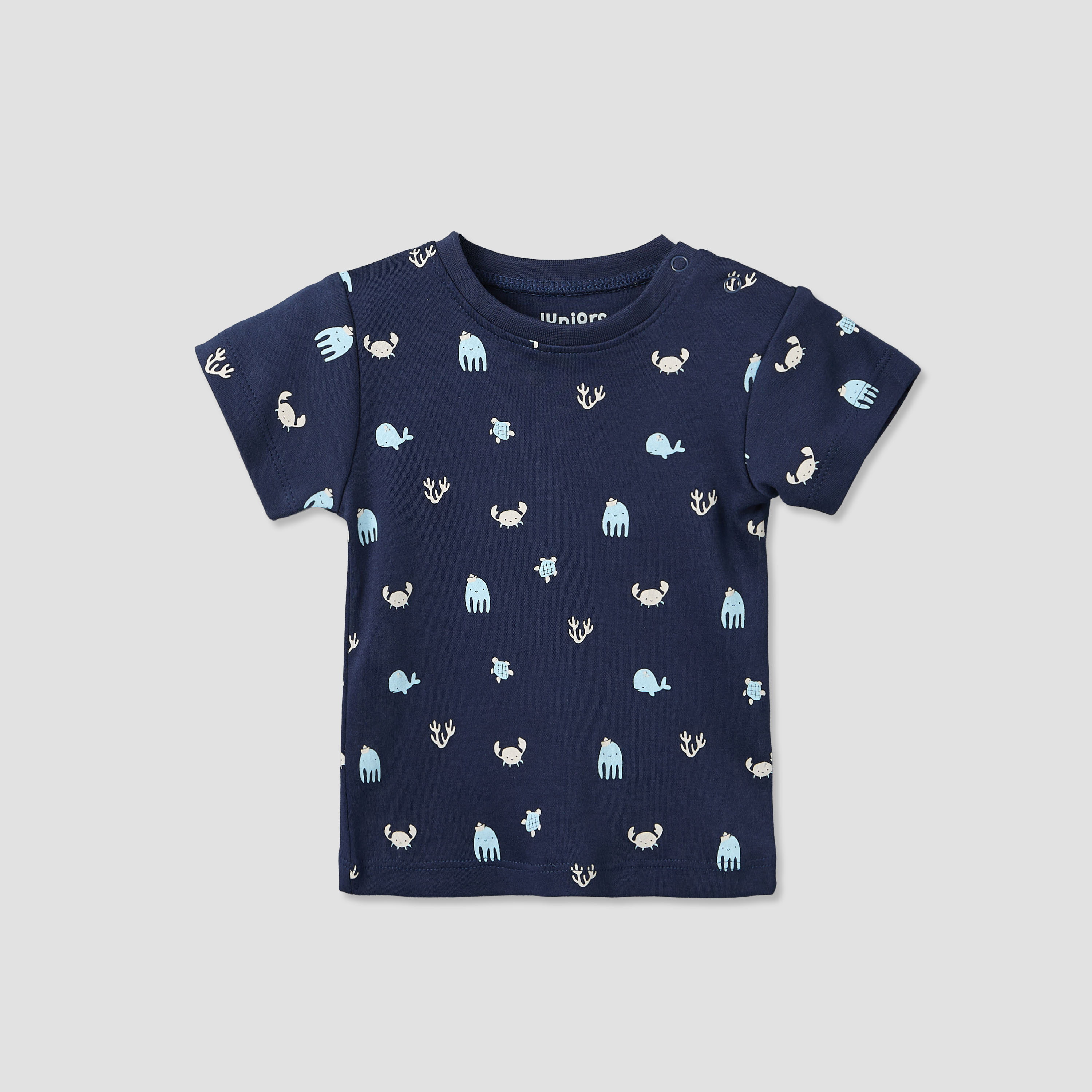 Pack of 2 Juniors Round Neck Short Sleeves T-shirt and Shorts Set with Underwater Print-baby-boys-clothing-setsandcoords-image-3