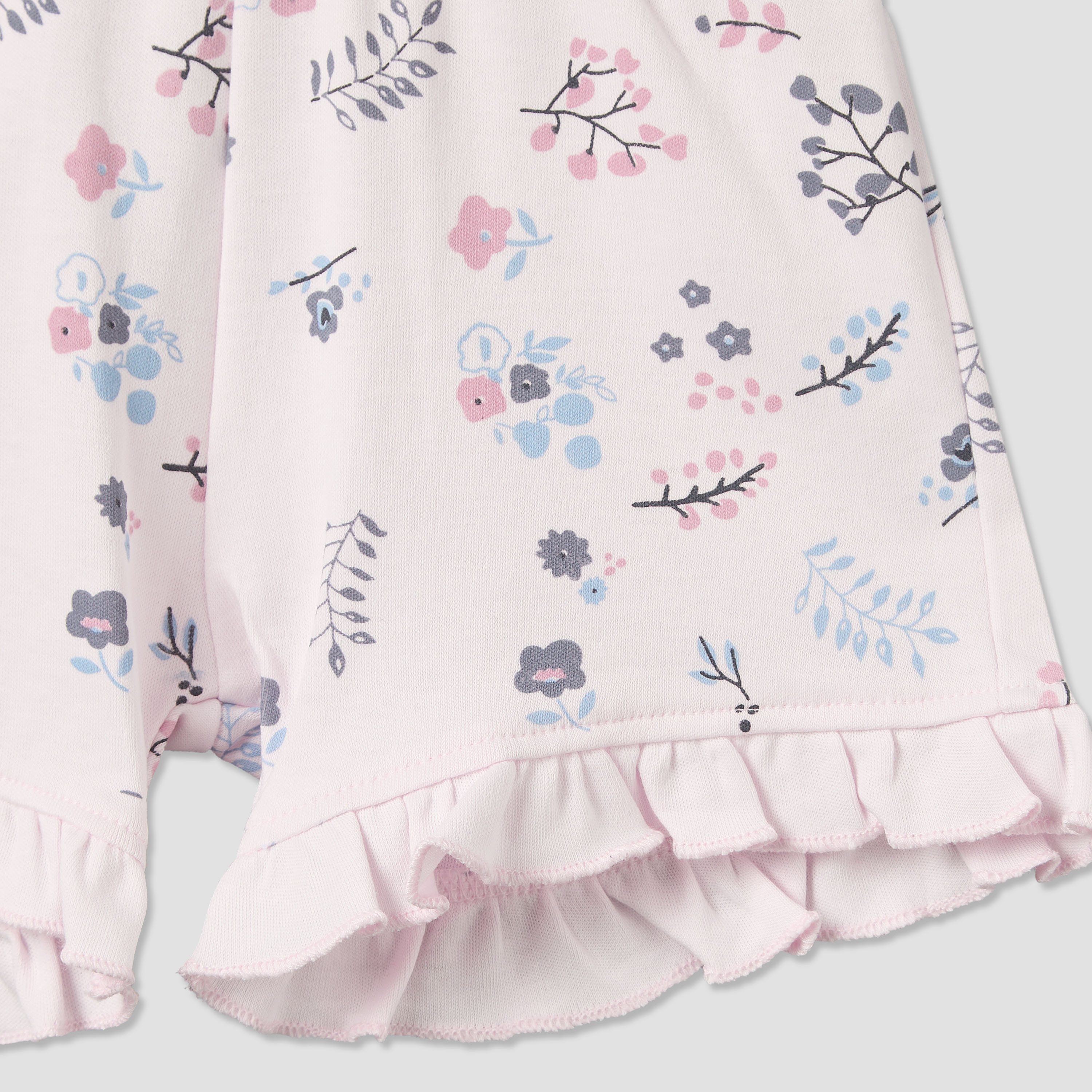 Pack of 2 Juniors Round Neck Short Sleeves T-shirt and Shorts Set with Floral Print-baby-girls-clothing-setsandcoords-image-10