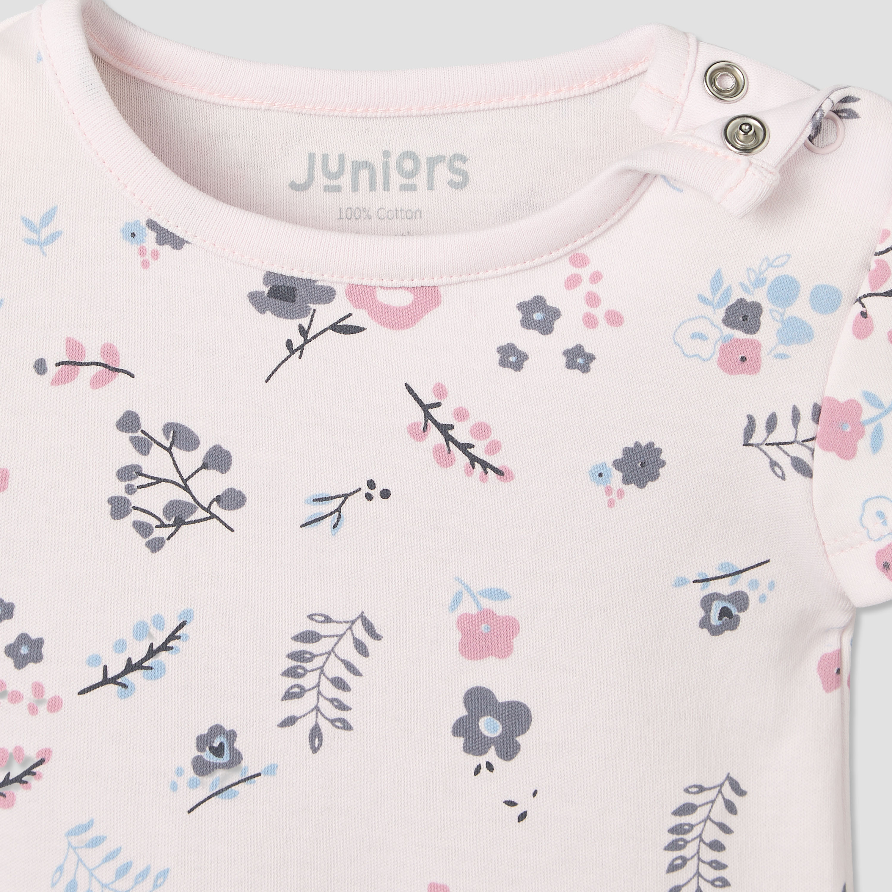 Pack of 2 Juniors Round Neck Short Sleeves T-shirt and Shorts Set with Floral Print-baby-girls-clothing-setsandcoords-image-8