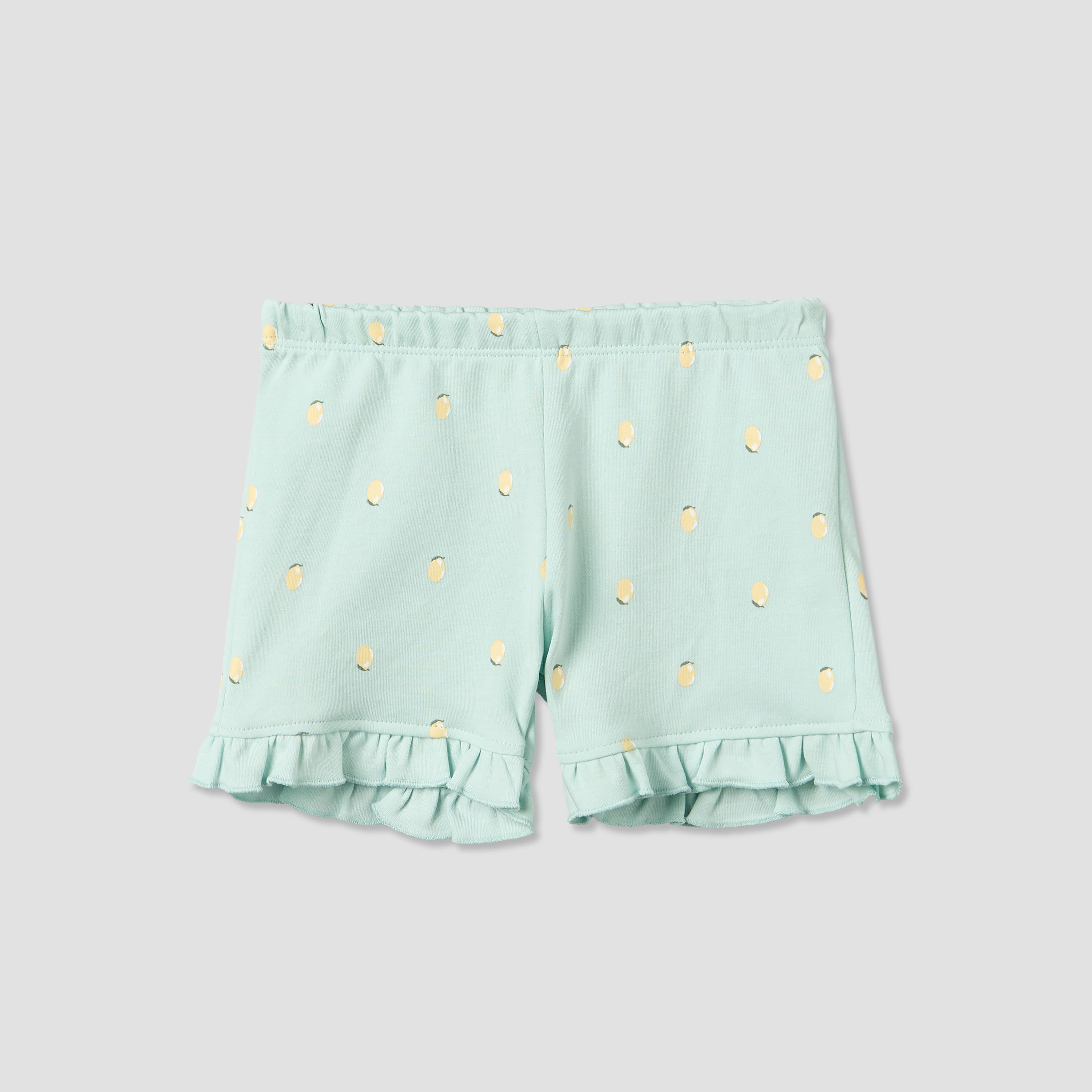 أطقم تيشيرت بياقة دائرية وأكمام قصيرة مع شورت بطبعة ليمون من جونيورز - طقم من قطعتين-baby-girls-clothing-setsandcoords-image-4