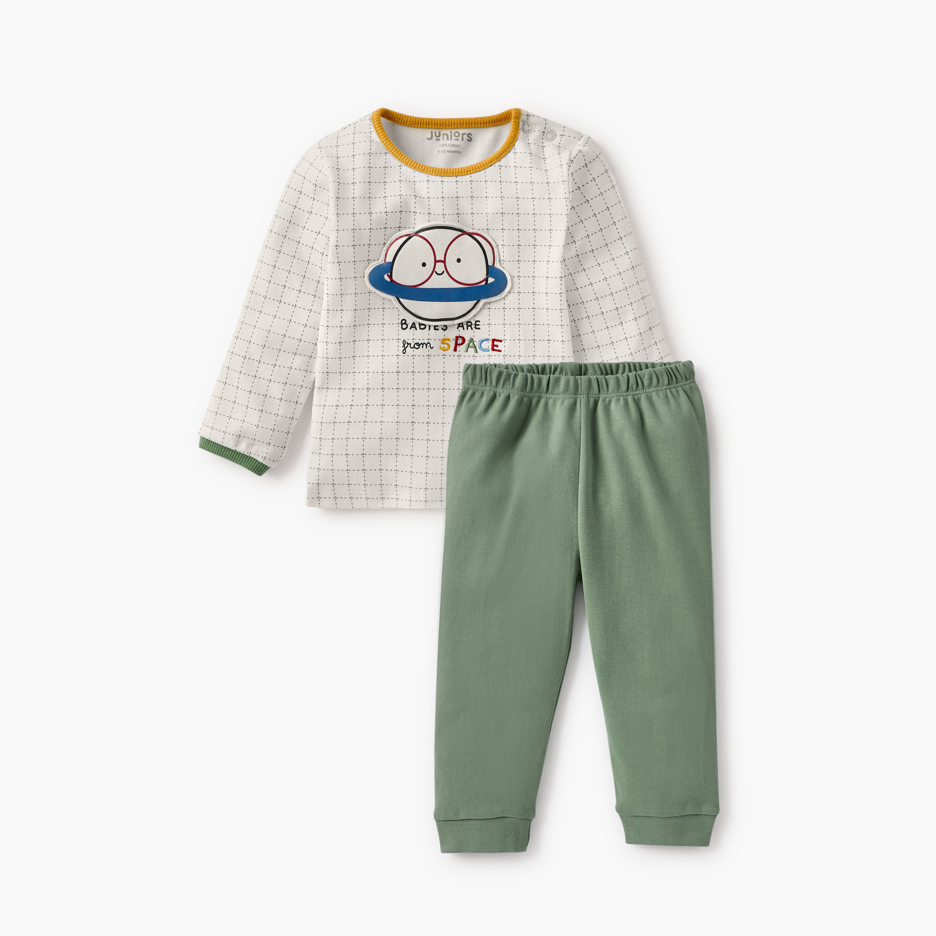 Juniors Applique Detail T-shirt and Pyjama Set-baby-boys-clothing-nightwear-pyjamasets-image-2