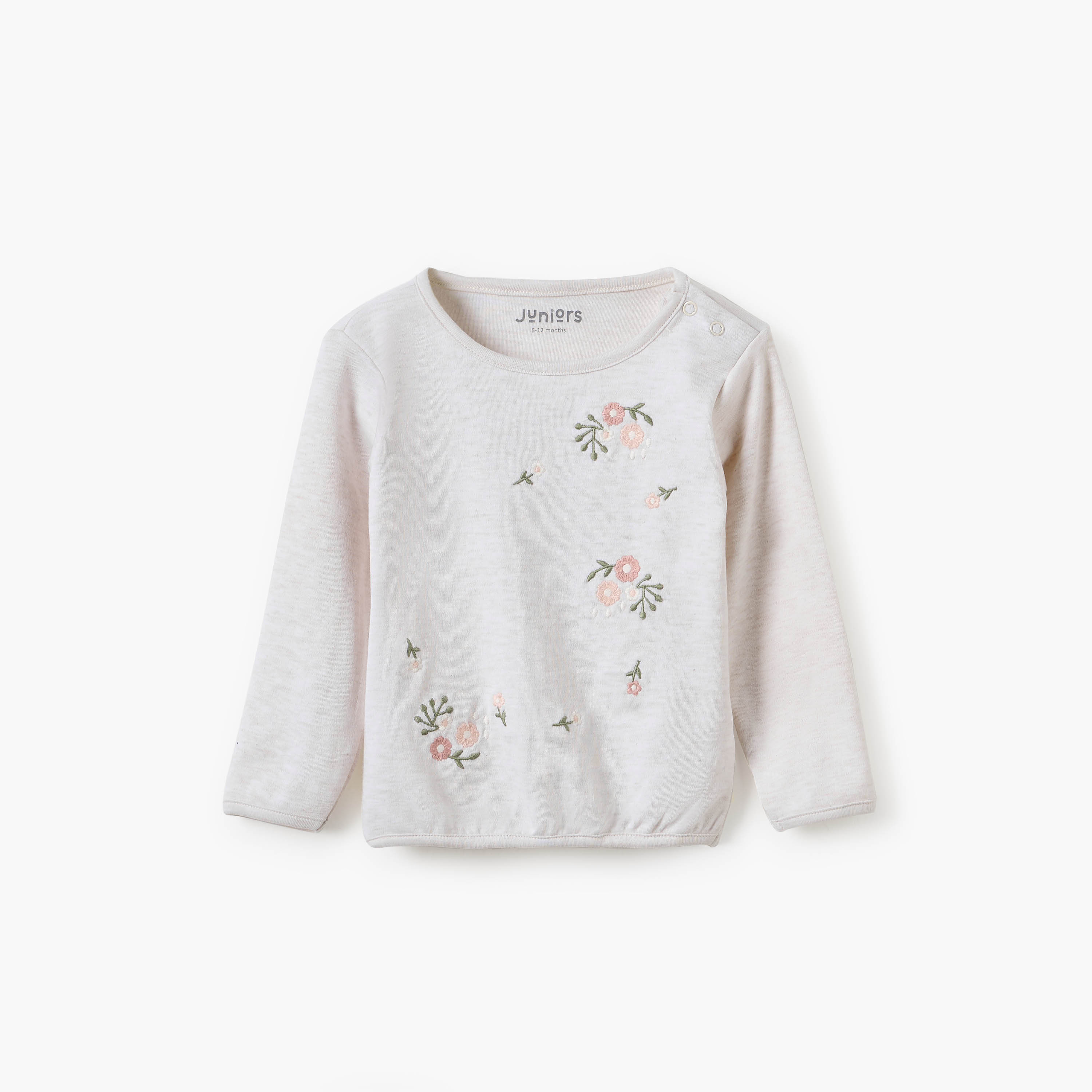 Juniors Floral Embroidered Top and Pyjama Set-baby-girls-clothing-nightwear-pyjamasets-image-2