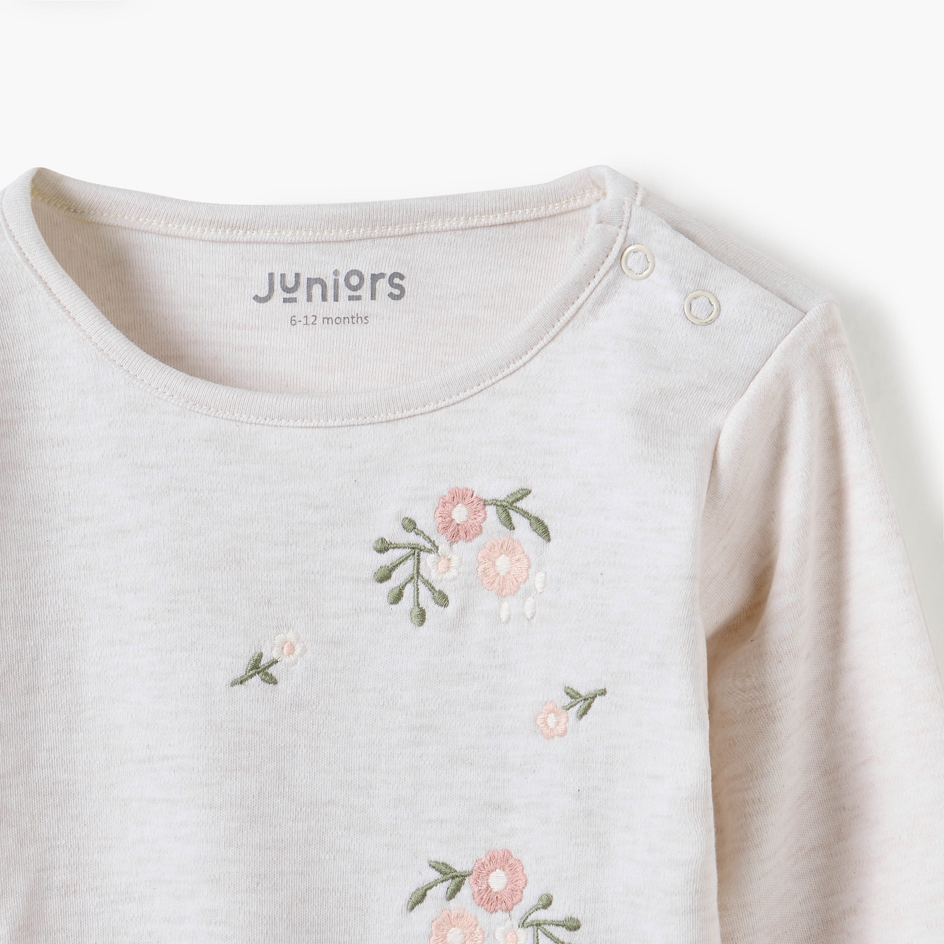 Juniors Floral Embroidered Top and Pyjama Set-baby-girls-clothing-nightwear-pyjamasets-image-4