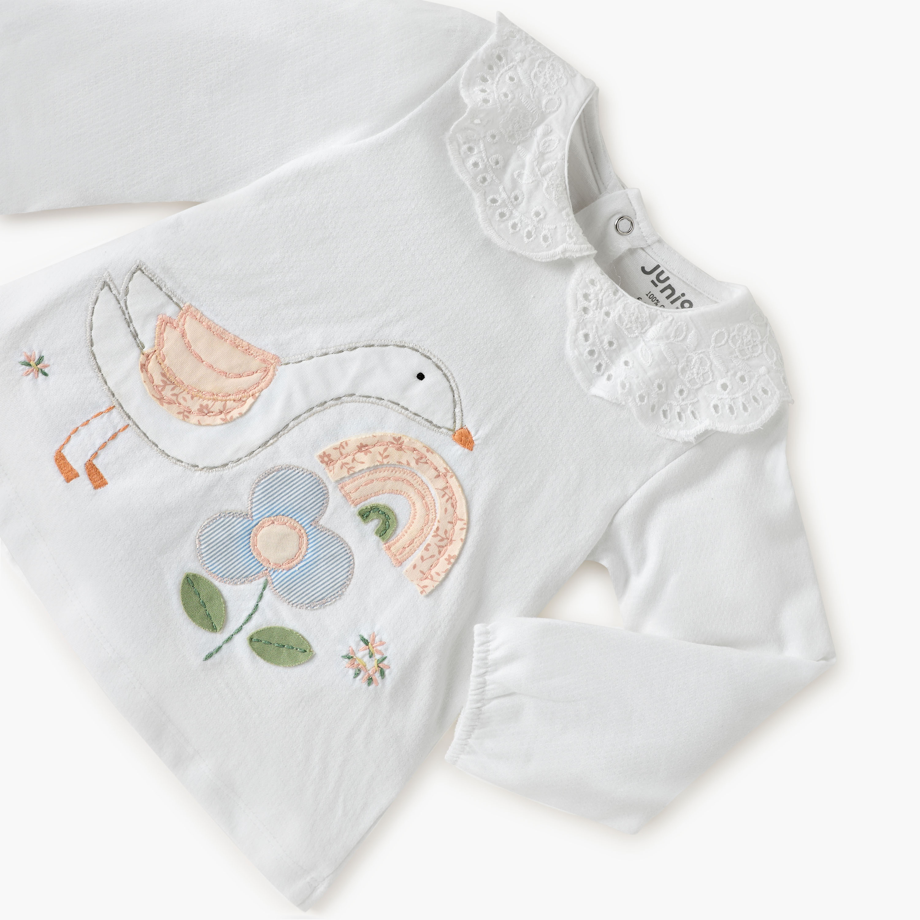 Juniors Embroidered Top and Pyjama Set-baby-girls-clothing-nightwear-pyjamasets-image-5