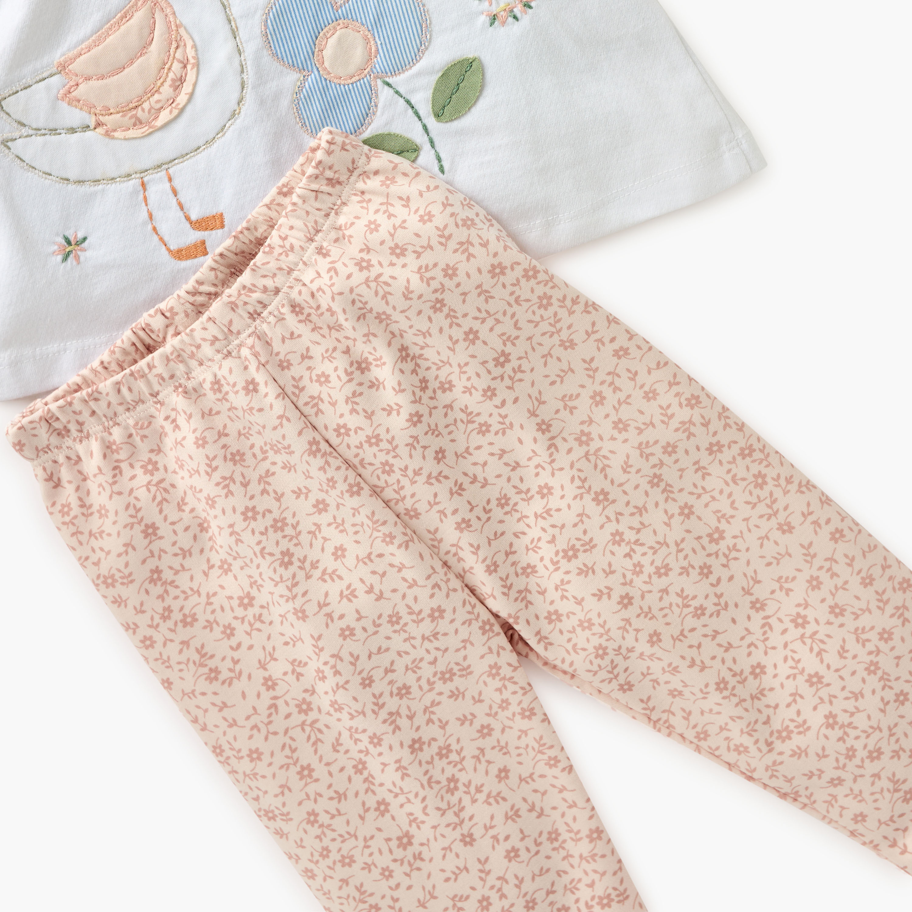 Juniors Embroidered Top and Pyjama Set-baby-girls-clothing-nightwear-pyjamasets-image-6