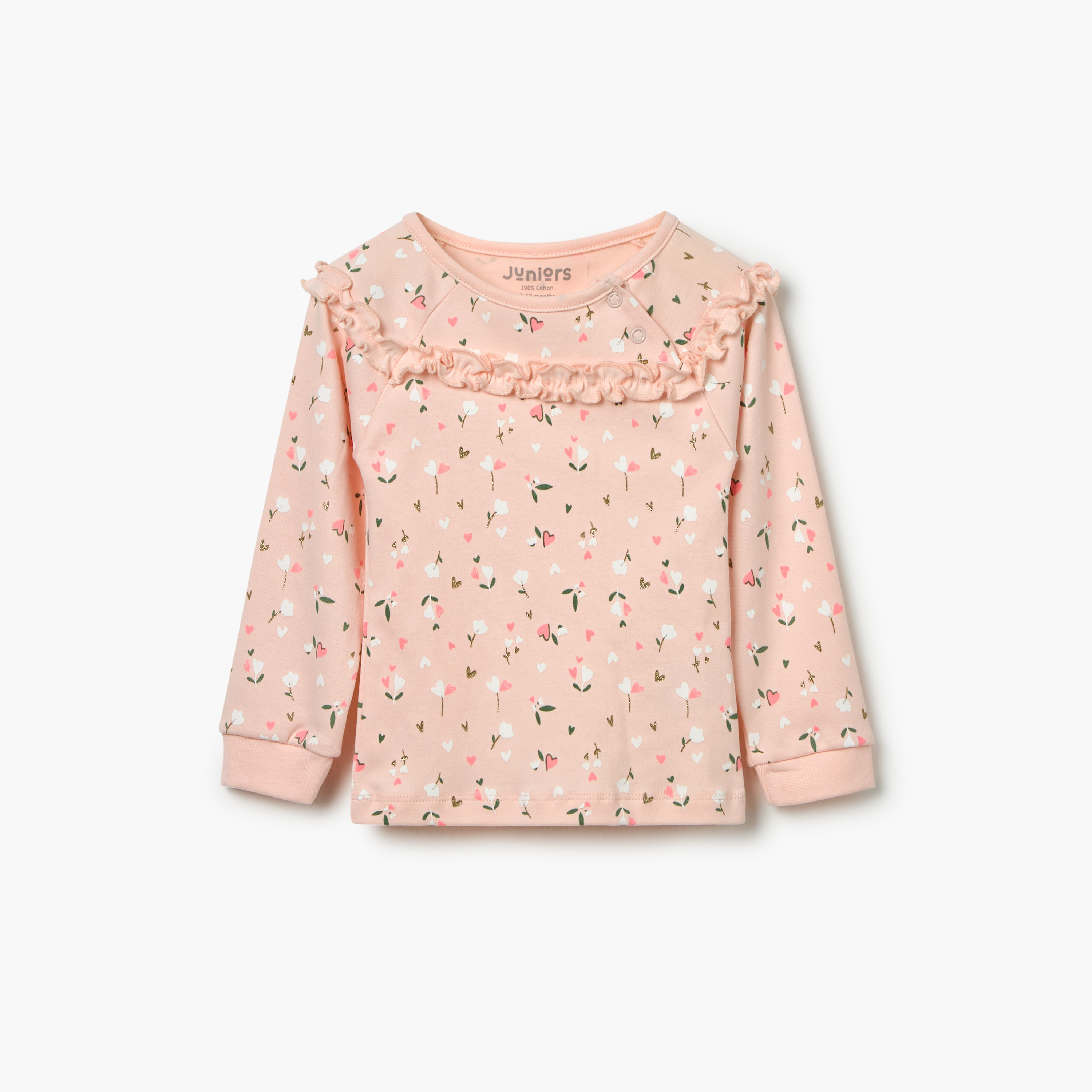 Juniors Floral Print Sweatshirt and Pyjama Set-baby-girls-clothing-nightwear-pyjamasets-image-2