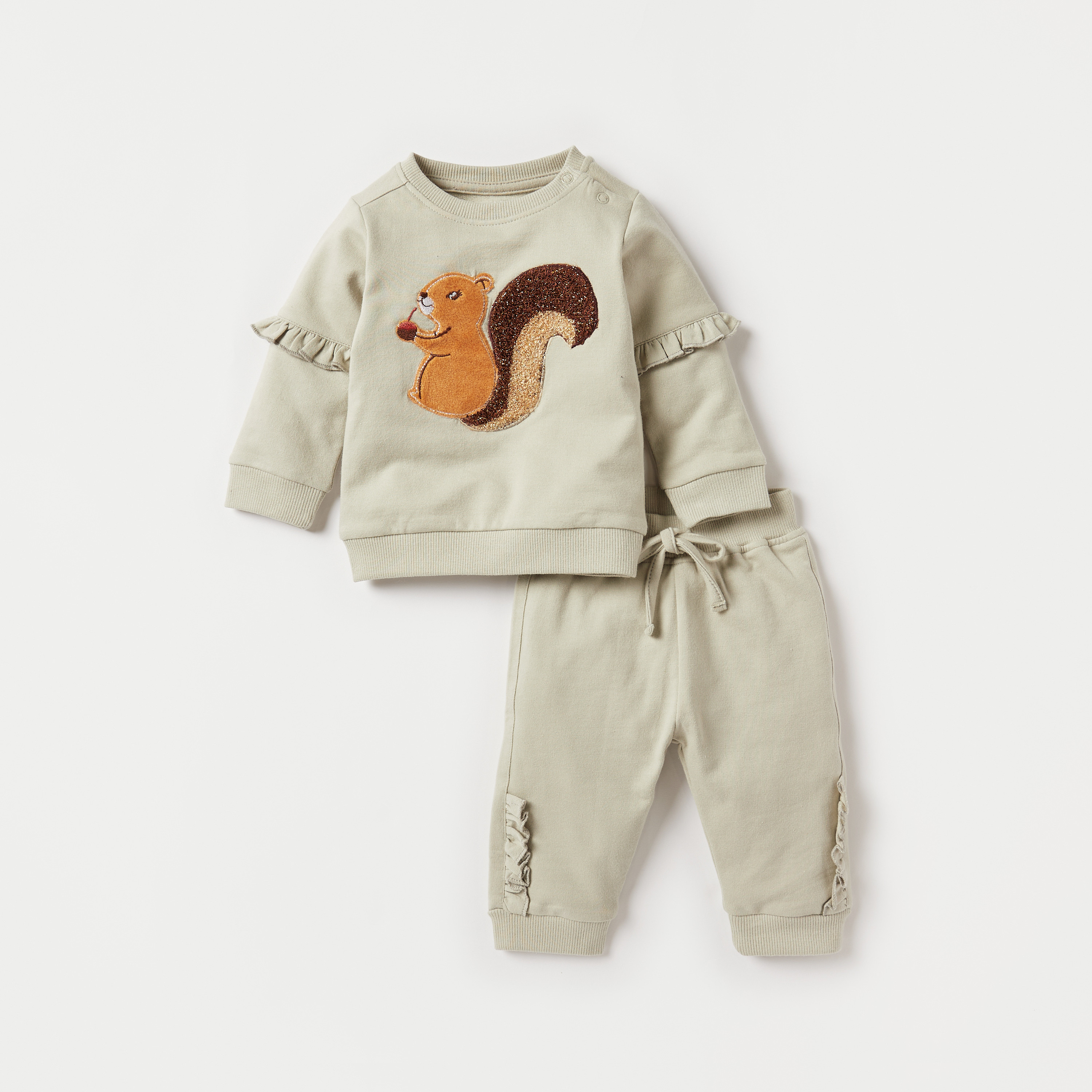 طقم بنطلون بيجاما وسويت شيرت بزخارف سنجاب من جونيورز-baby-girls-clothing-nightwear-pyjamasets-image-1