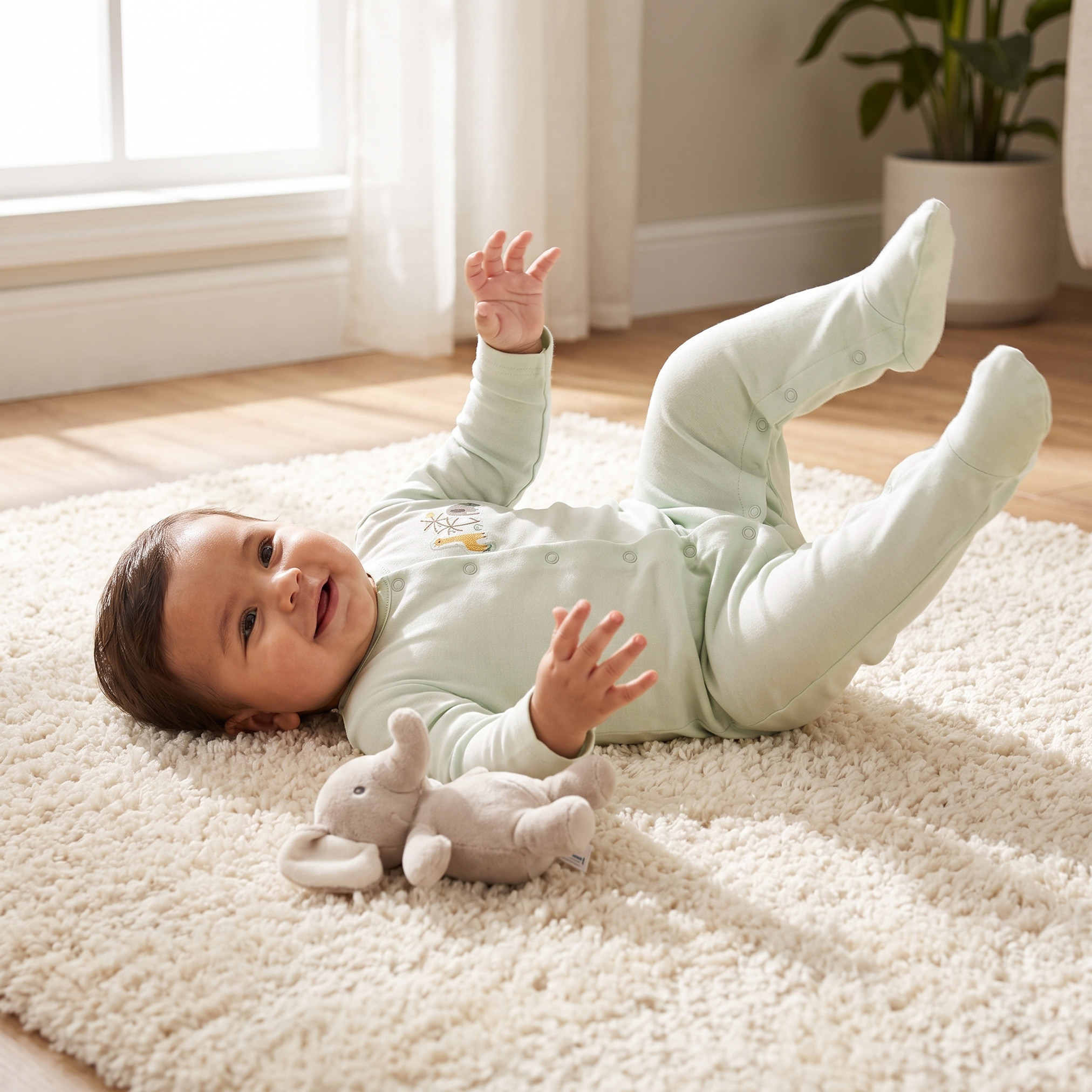 Pack of 3 Juniors Cotton Crew Neck Long Sleeves Sleepsuit with Safari Print-baby-girls-clothing-nightwear-sleepsuits-image-2