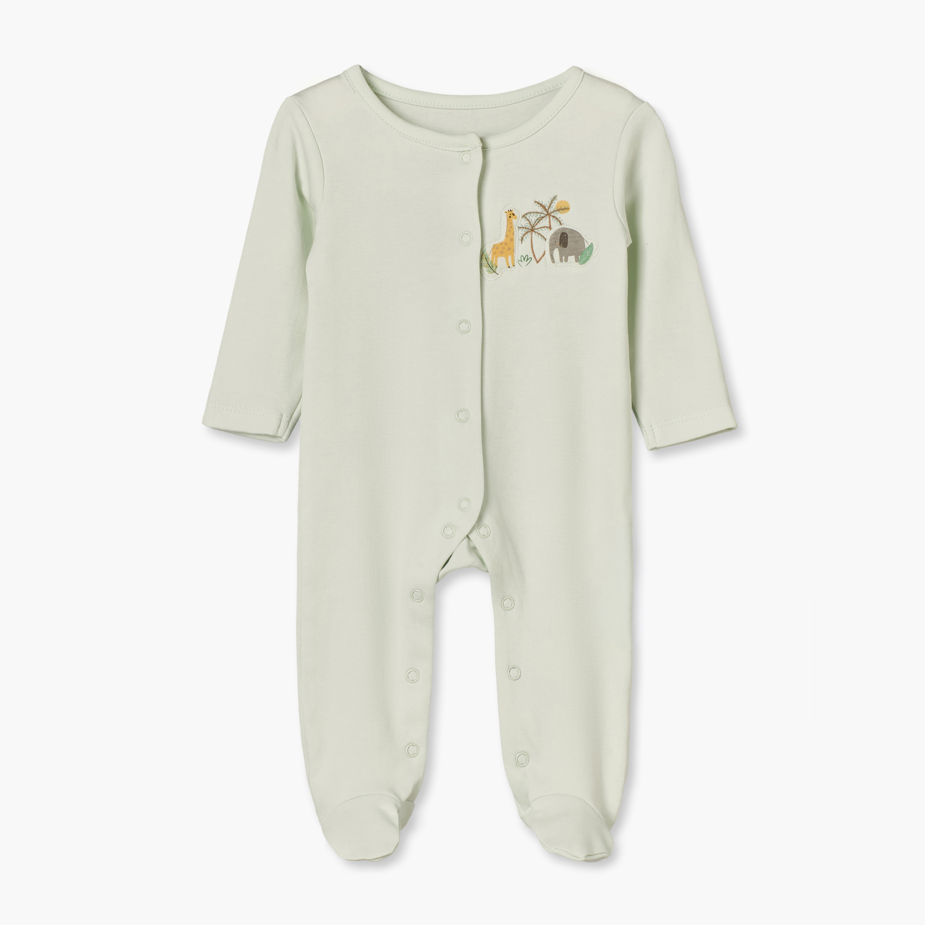 Pack of 3 Juniors Cotton Crew Neck Long Sleeves Sleepsuit with Safari Print-baby-girls-clothing-nightwear-sleepsuits-image-5