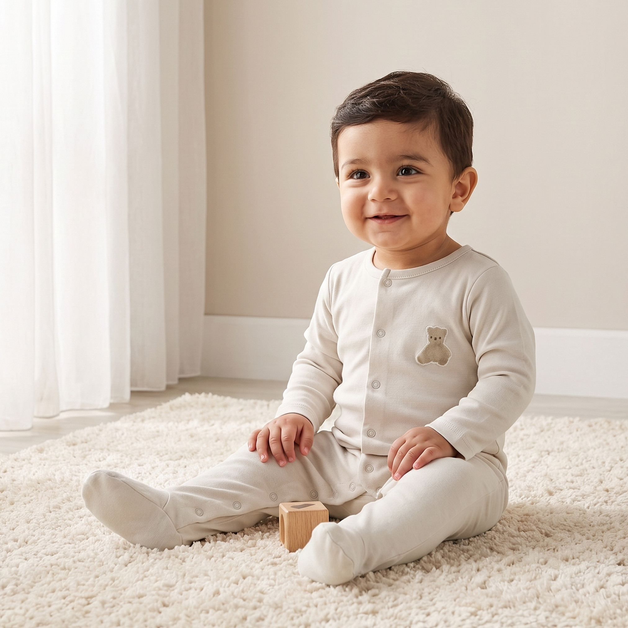 بدلة نوم قطن برقبة ضيقة وأكمام طويلة وطبعات من جونيورز - عبوة من 3 قطع-baby-girls-clothing-nightwear-sleepsuits-image-2