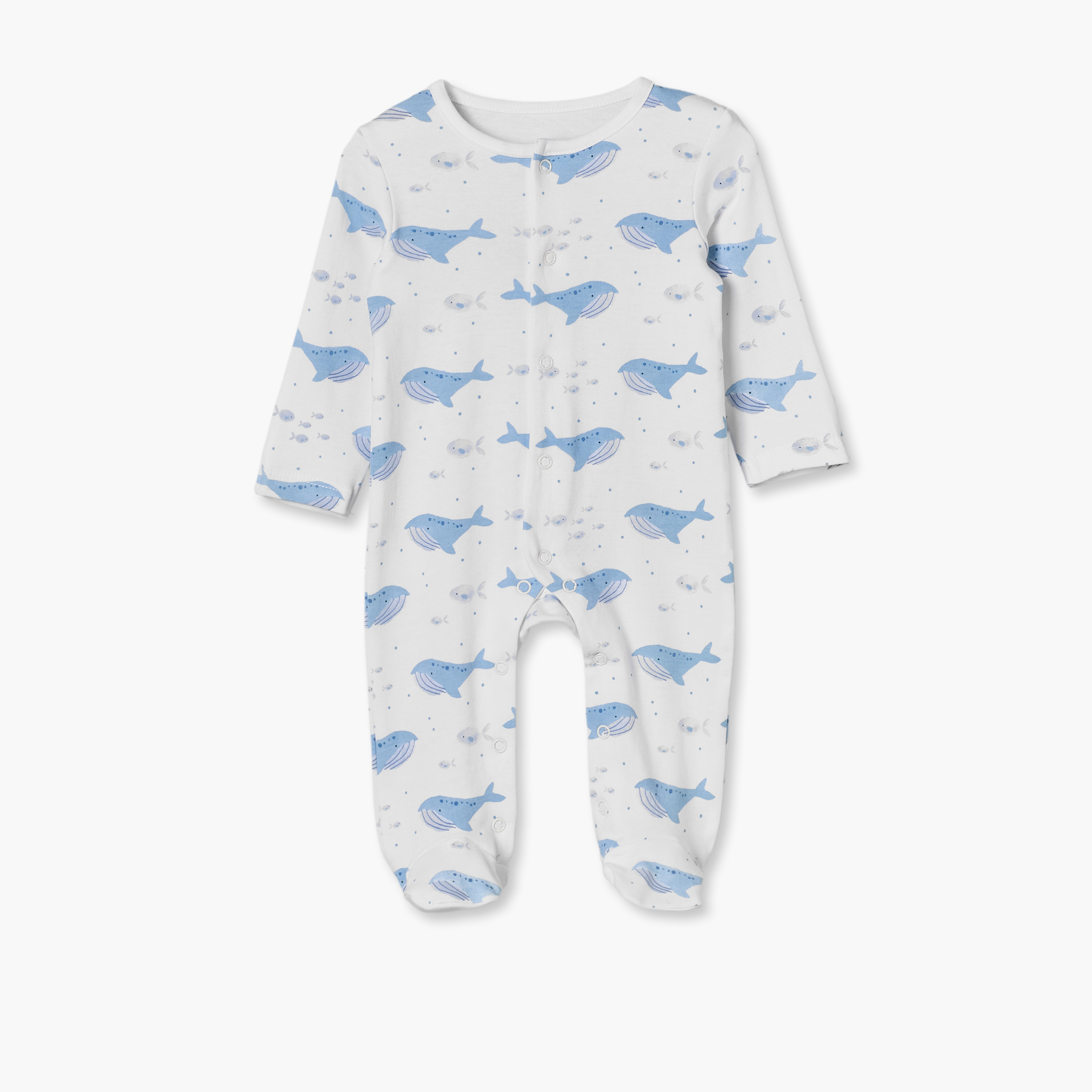 بدلات نوم قطن بطبعات بحرية وأكمام طويلة وياقة ضيقة من جونيورز - عبوة 3 قطع-baby-girls-clothing-nightwear-sleepsuits-image-3