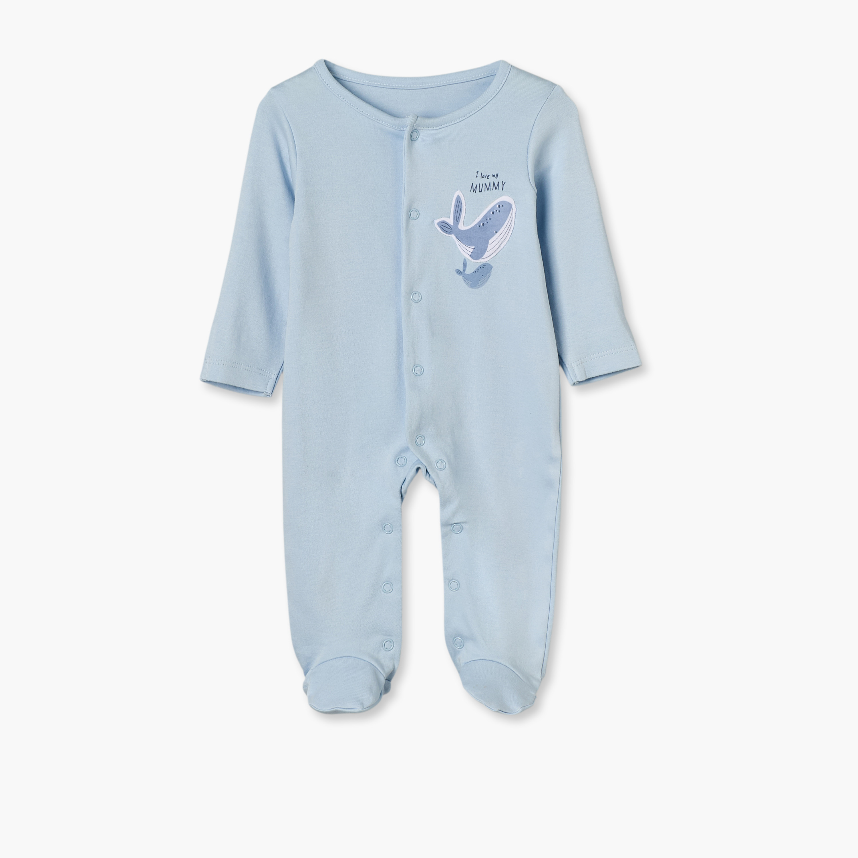 بدلات نوم قطن بطبعات بحرية وأكمام طويلة وياقة ضيقة من جونيورز - عبوة 3 قطع-baby-girls-clothing-nightwear-sleepsuits-image-5