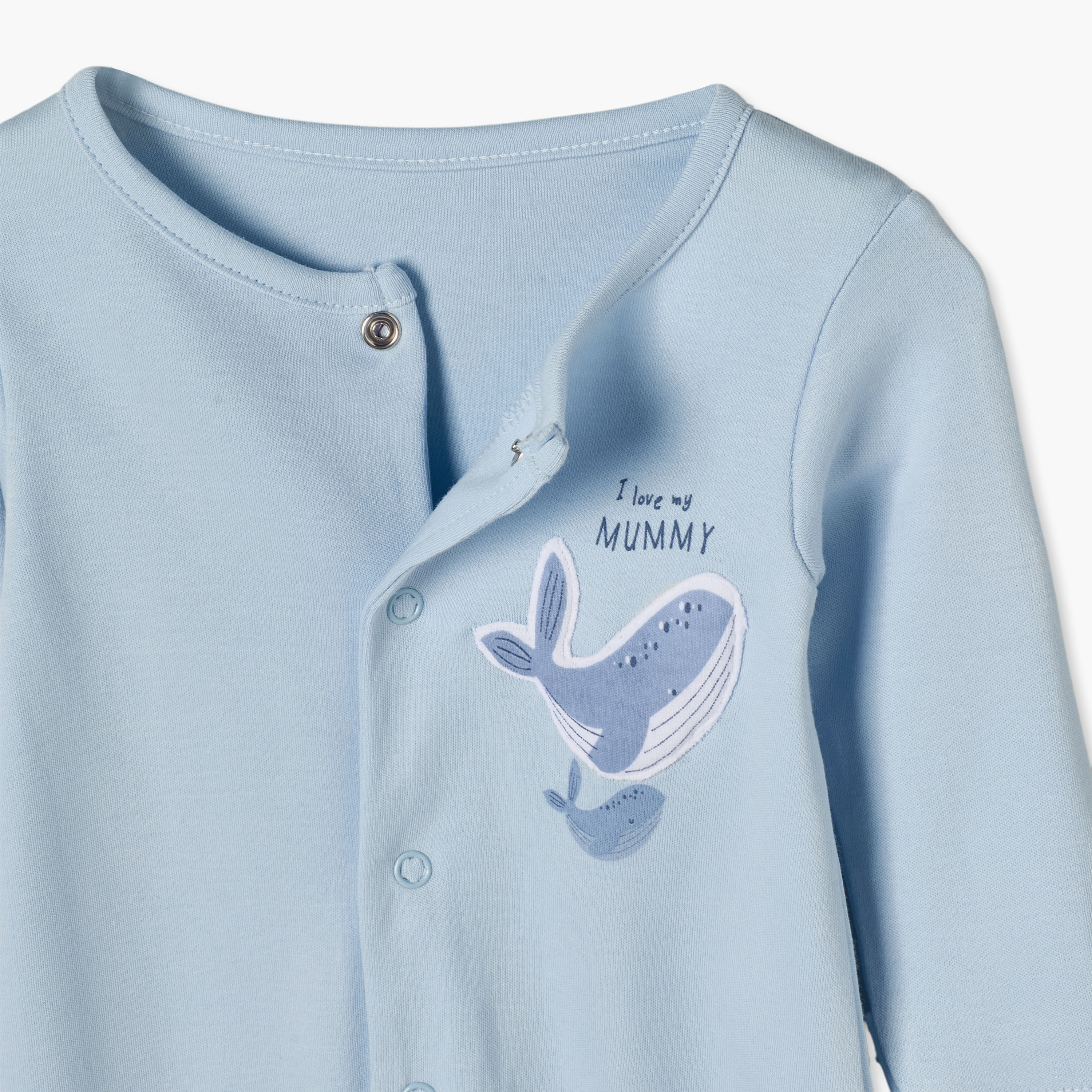 بدلات نوم قطن بطبعات بحرية وأكمام طويلة وياقة ضيقة من جونيورز - عبوة 3 قطع-baby-girls-clothing-nightwear-sleepsuits-image-7