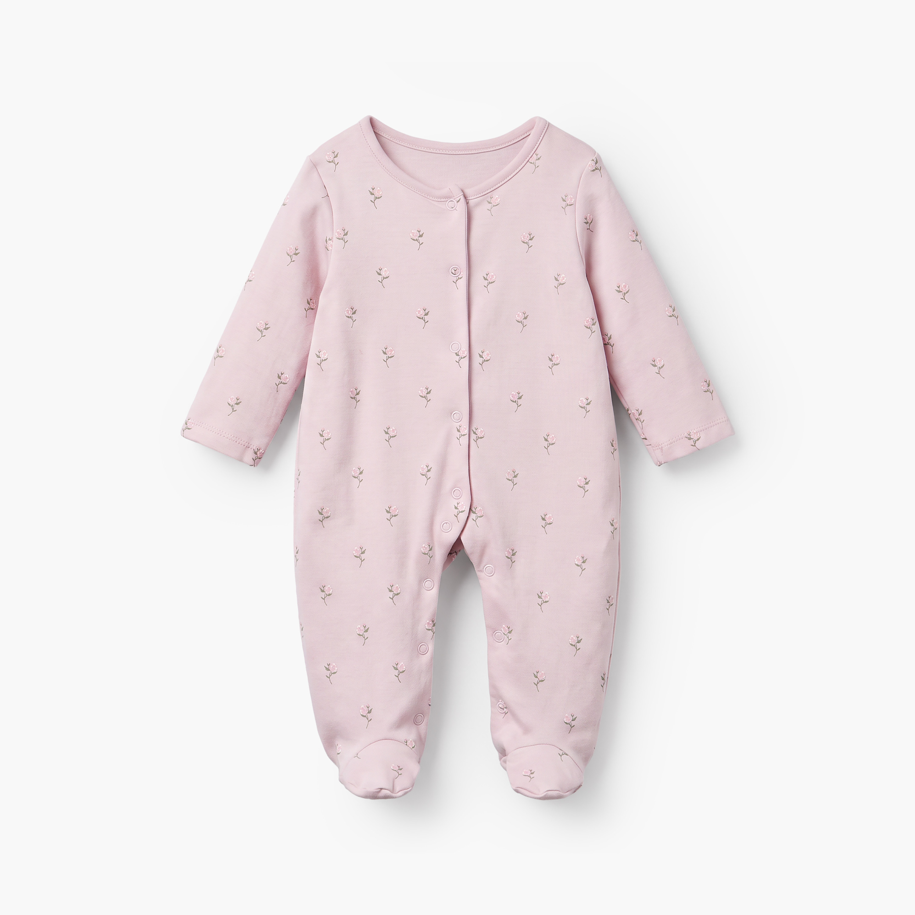 طقم بدلات نوم بياقة مستديرة وأكمام طويلة بطبعات زهور من جونيورز - 3 قطع-baby-girls-clothing-nightwear-sleepsuits-image-2