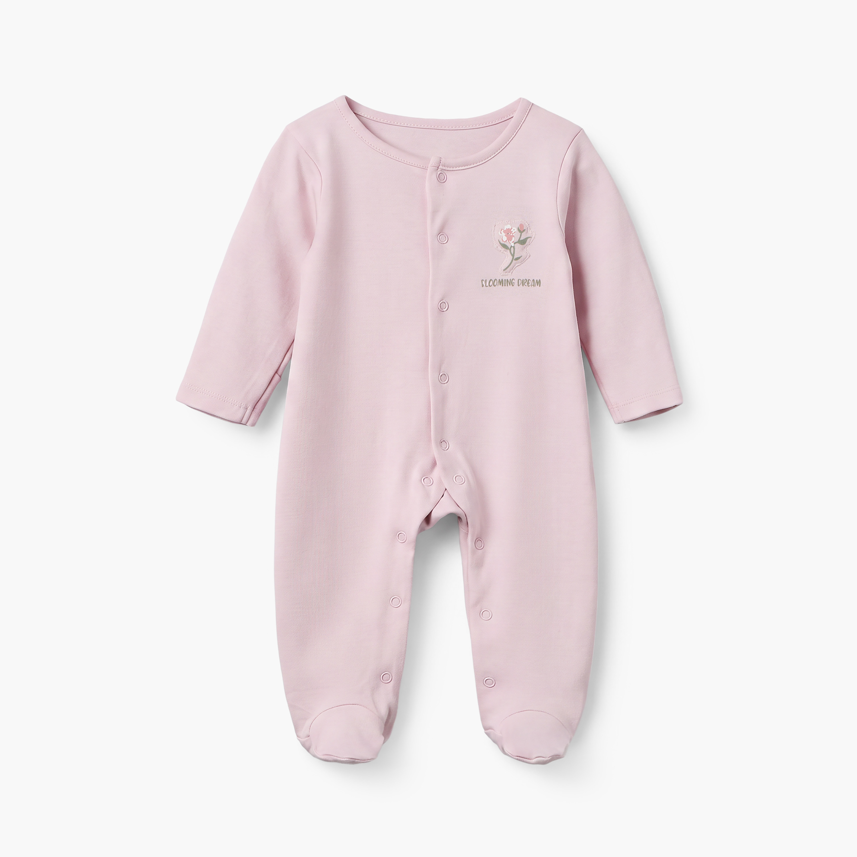 طقم بدلات نوم بياقة مستديرة وأكمام طويلة بطبعات زهور من جونيورز - 3 قطع-baby-girls-clothing-nightwear-sleepsuits-image-4