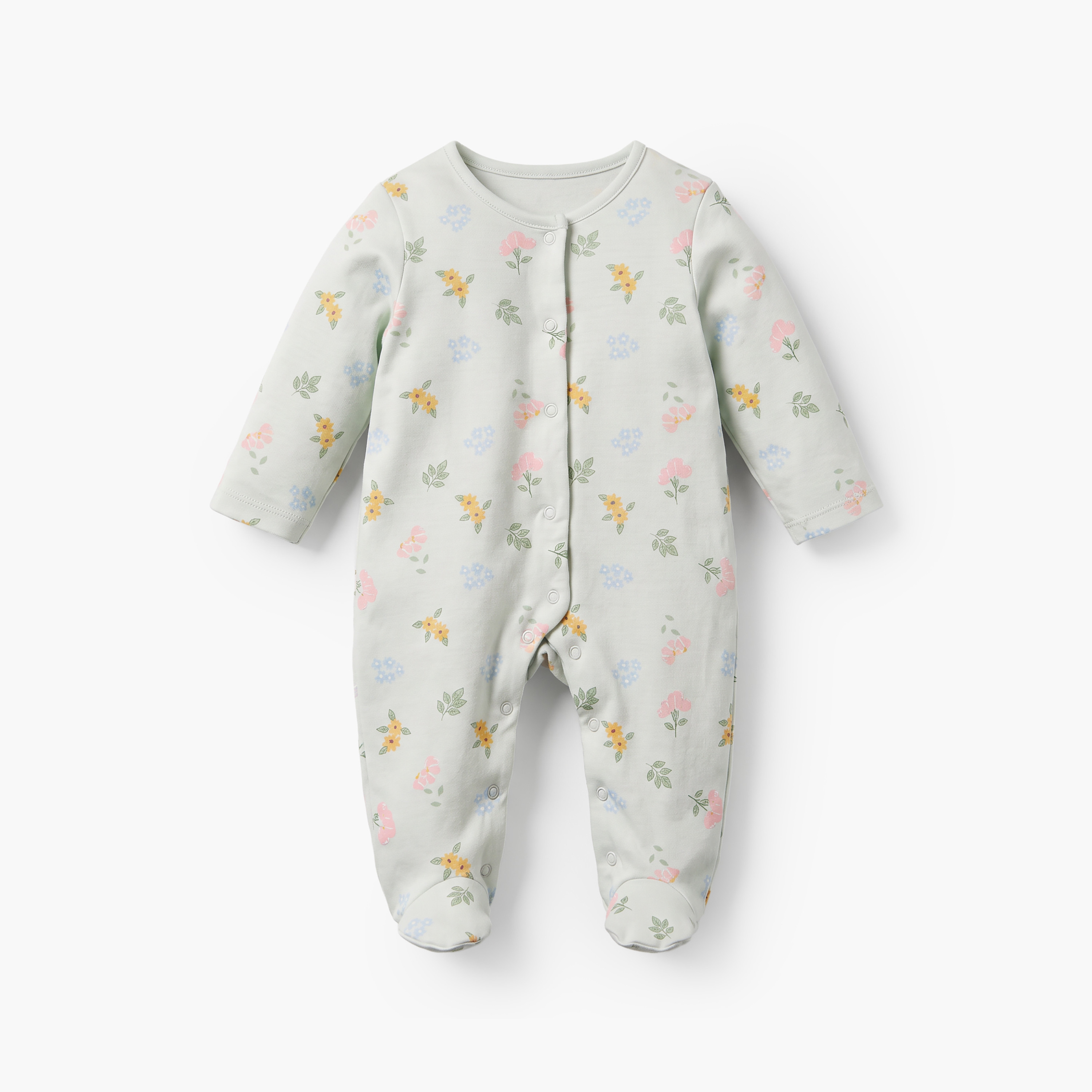 طقم من 3 - بدلة نوم بياقة مستديرة وأكمام طويلة وطبعات-baby-girls-clothing-nightwear-sleepsuits-image-2