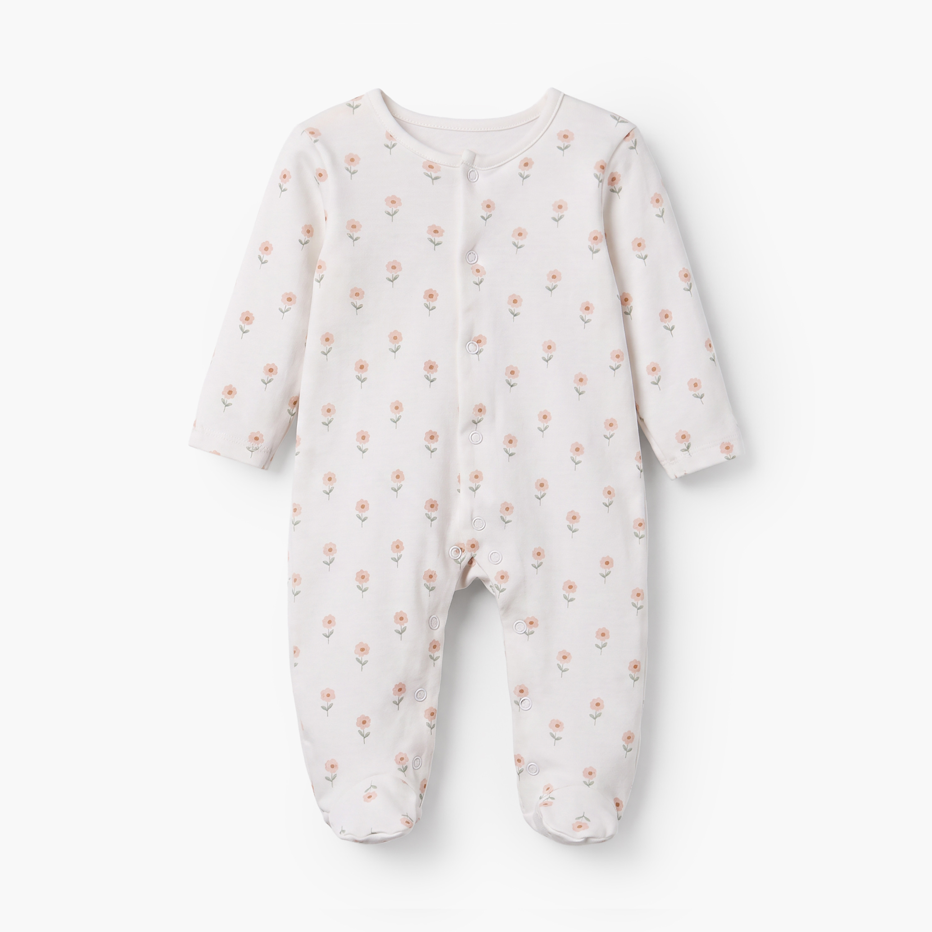 طقم من 3 - بدلة نوم بياقة مستديرة وأكمام طويلة وطبعات-baby-girls-clothing-nightwear-sleepsuits-image-3