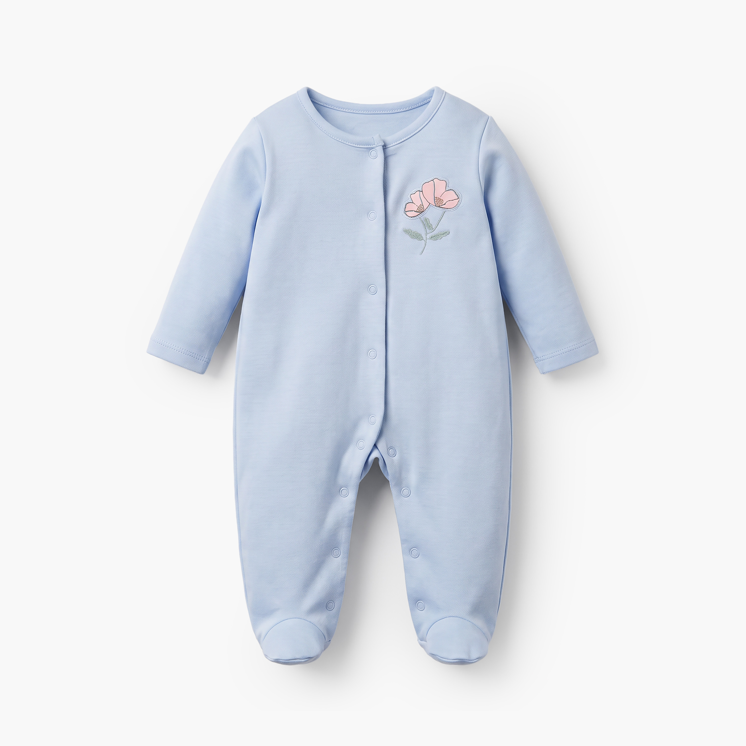 طقم من 3 - بدلة نوم بياقة مستديرة وأكمام طويلة وطبعات-baby-girls-clothing-nightwear-sleepsuits-image-4