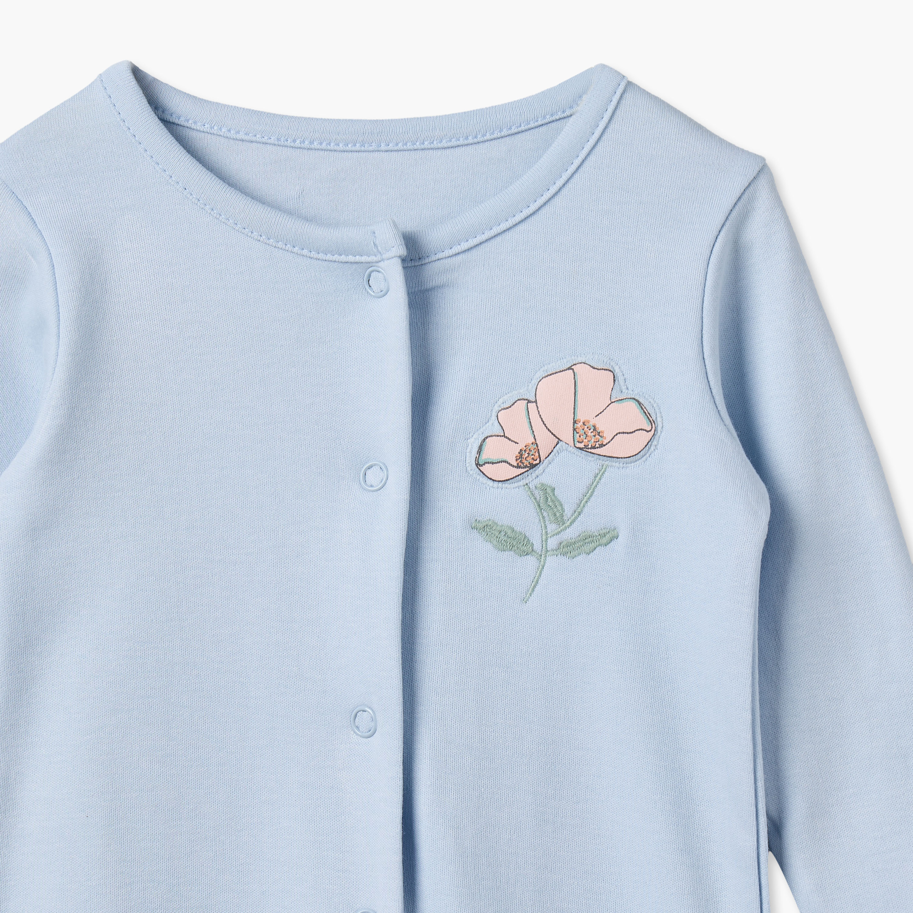 طقم من 3 - بدلة نوم بياقة مستديرة وأكمام طويلة وطبعات-baby-girls-clothing-nightwear-sleepsuits-image-5