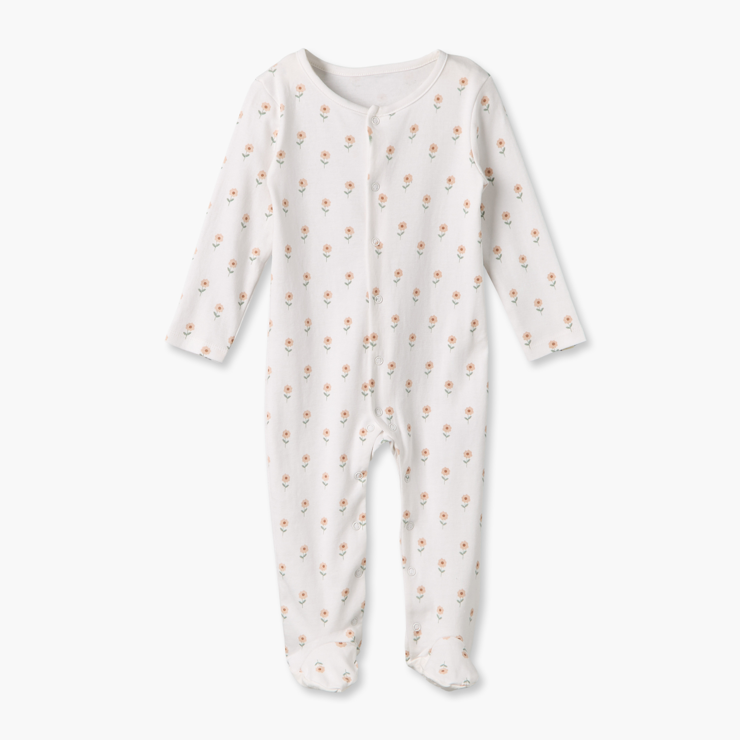 Pack of 3 Round Neck Long Sleeves Sleepsuit with Floral Print-baby-girls-clothing-nightwear-sleepsuits-image-9