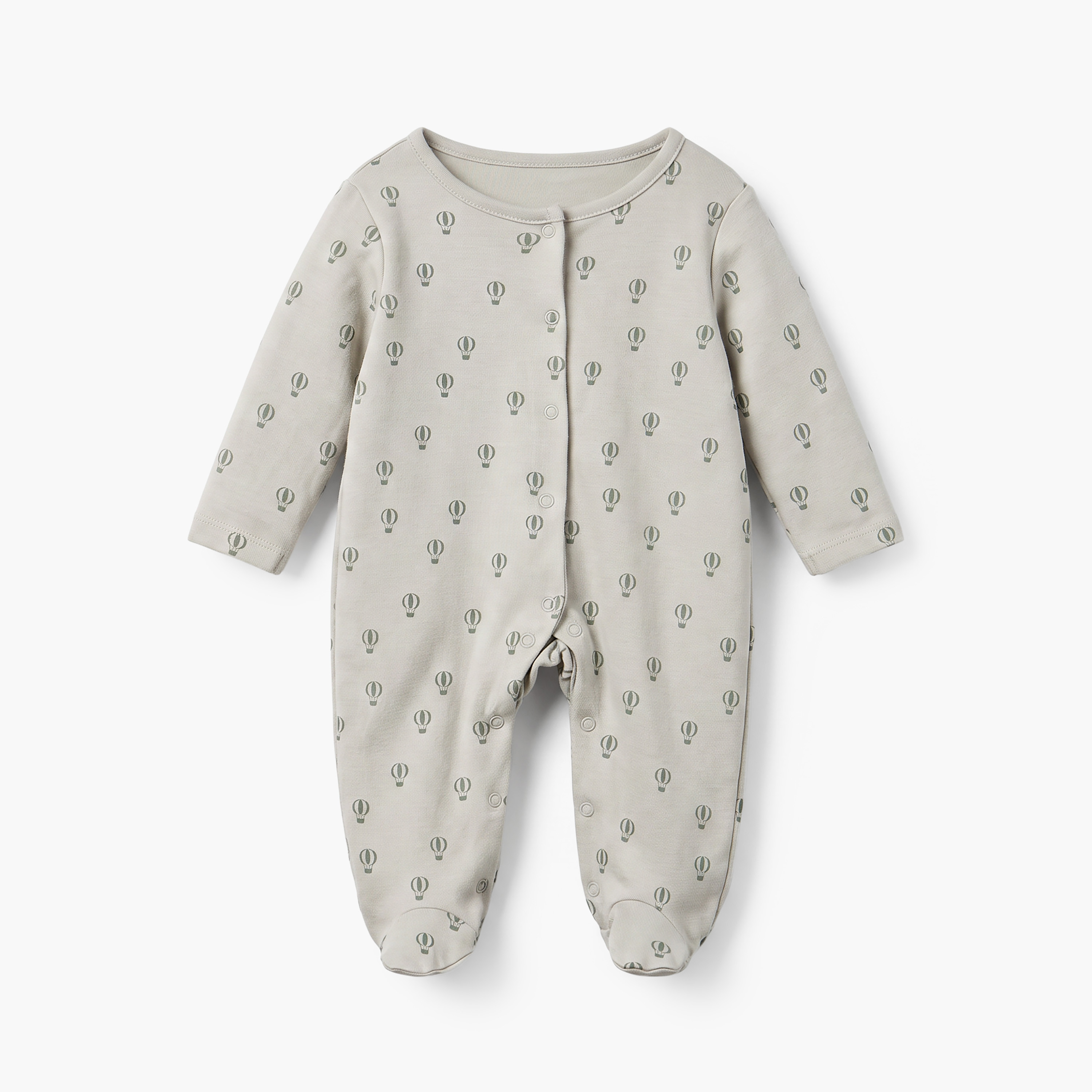 Pack of 3 Juniors Cotton Round Neck Long Sleeves Sleepsuit with Hot Air Balloon Print-baby-girls-clothing-nightwear-sleepsuits-image-5