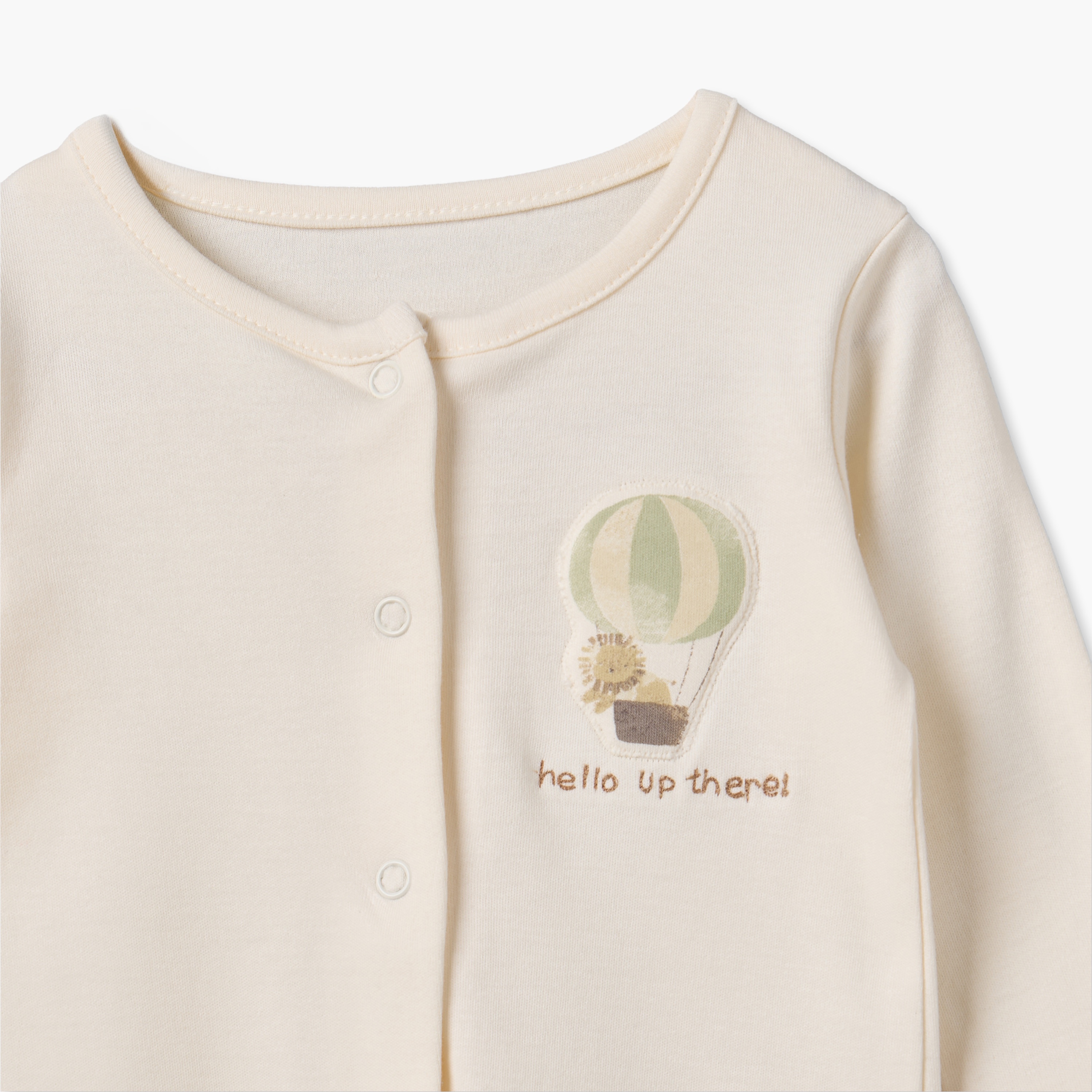 Pack of 3 Juniors Cotton Round Neck Long Sleeves Sleepsuit with Hot Air Balloon Print-baby-girls-clothing-nightwear-sleepsuits-image-6
