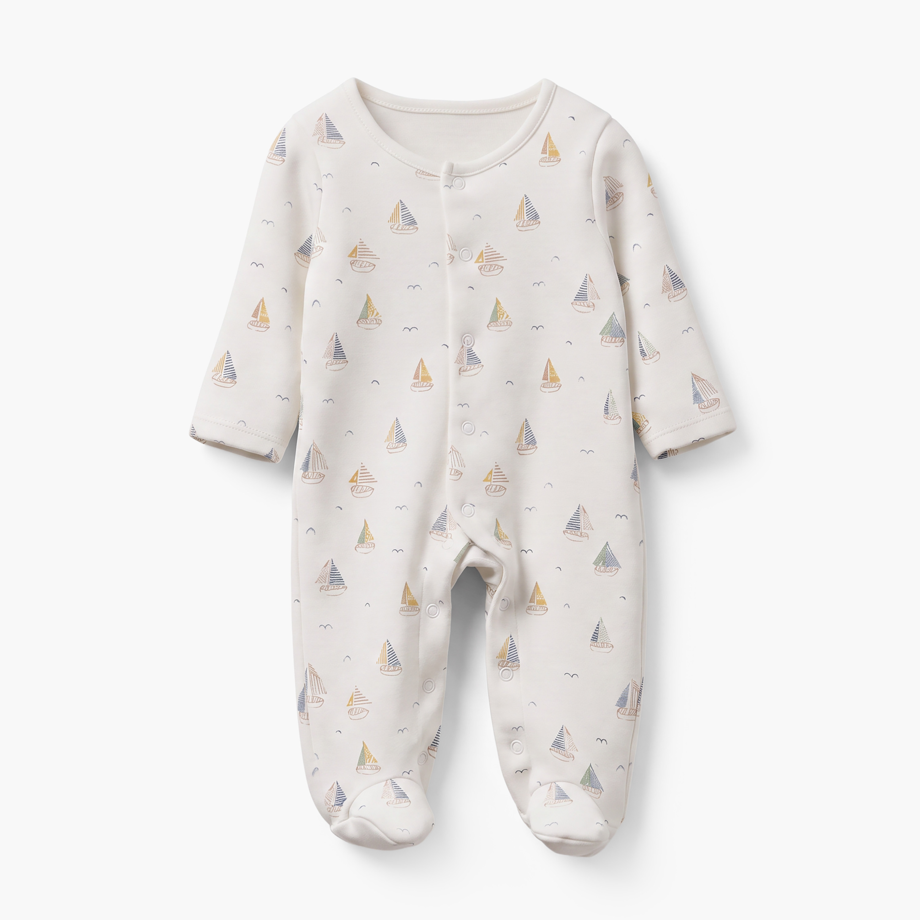 Pack of 3 Juniors Cotton Round Neck Long Sleeves Sleepsuit with Assorted Print-baby-girls-clothing-nightwear-sleepsuits-image-4