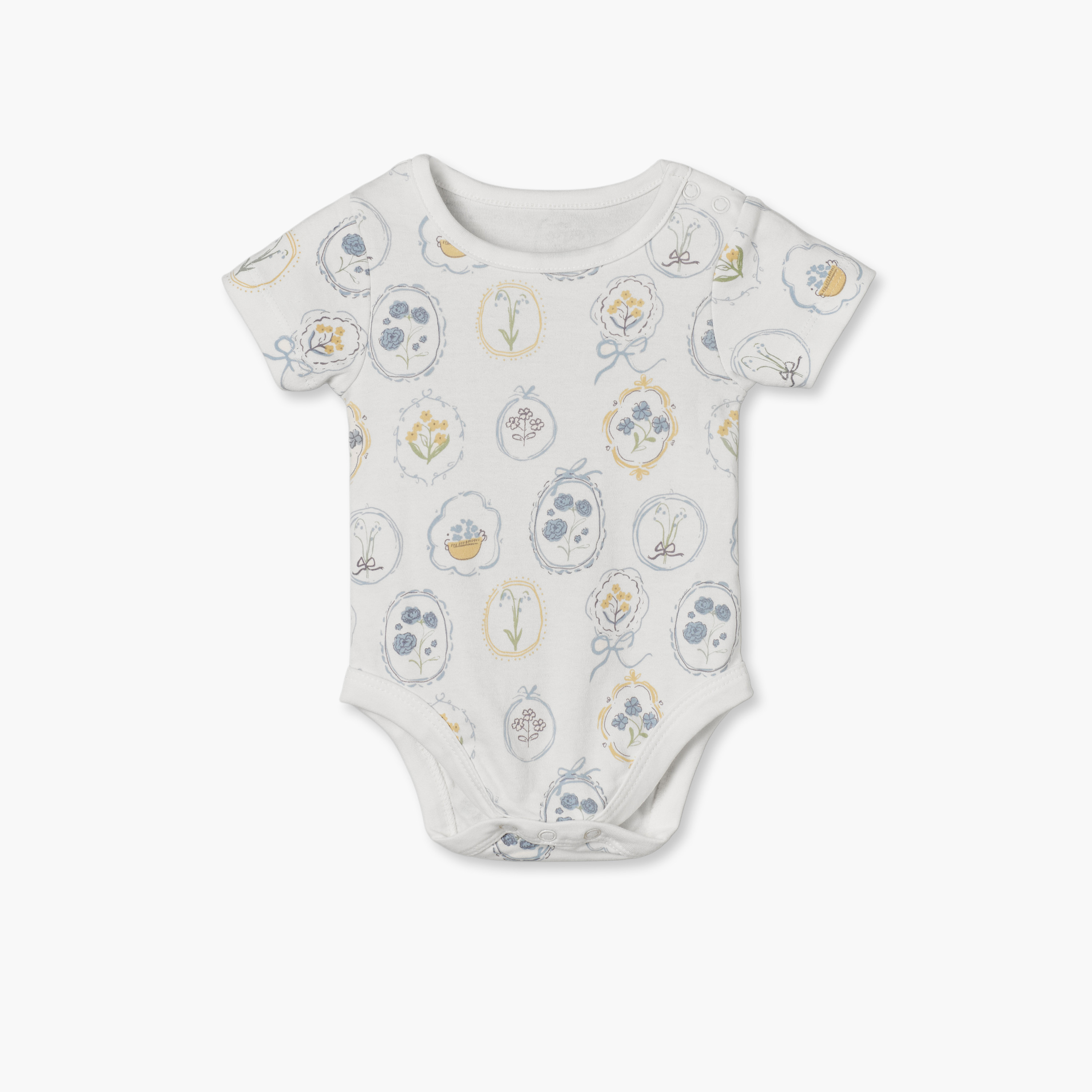 Pack of 5 Juniors Crew Neck Short Sleeves Bodysuit with Floral Print-baby-boys-clothing-bodysuits-image-3