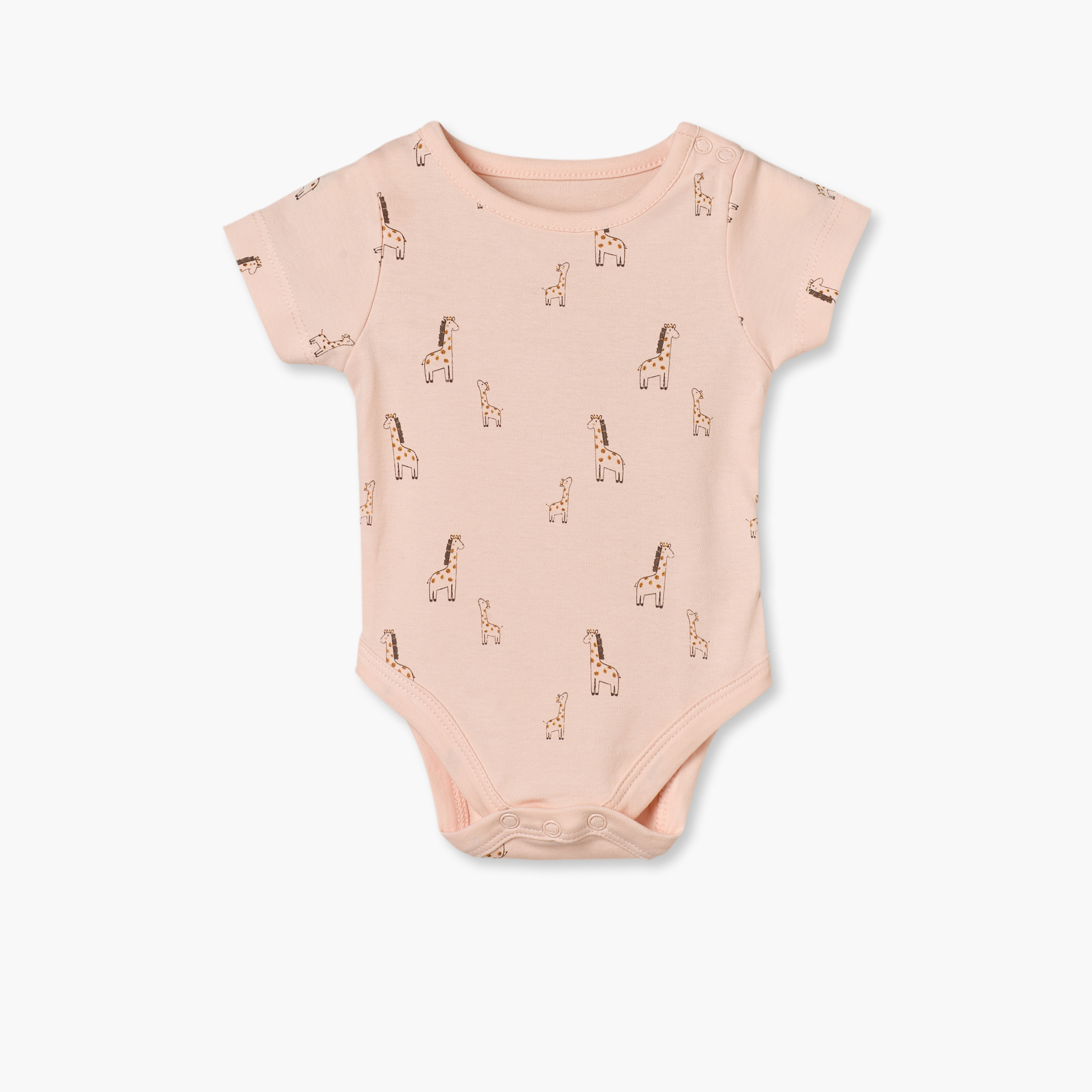 Pack of 5 Juniors Crew Neck Short Sleeves Bodysuit with Safari Print-baby-boys-clothing-bodysuits-image-3