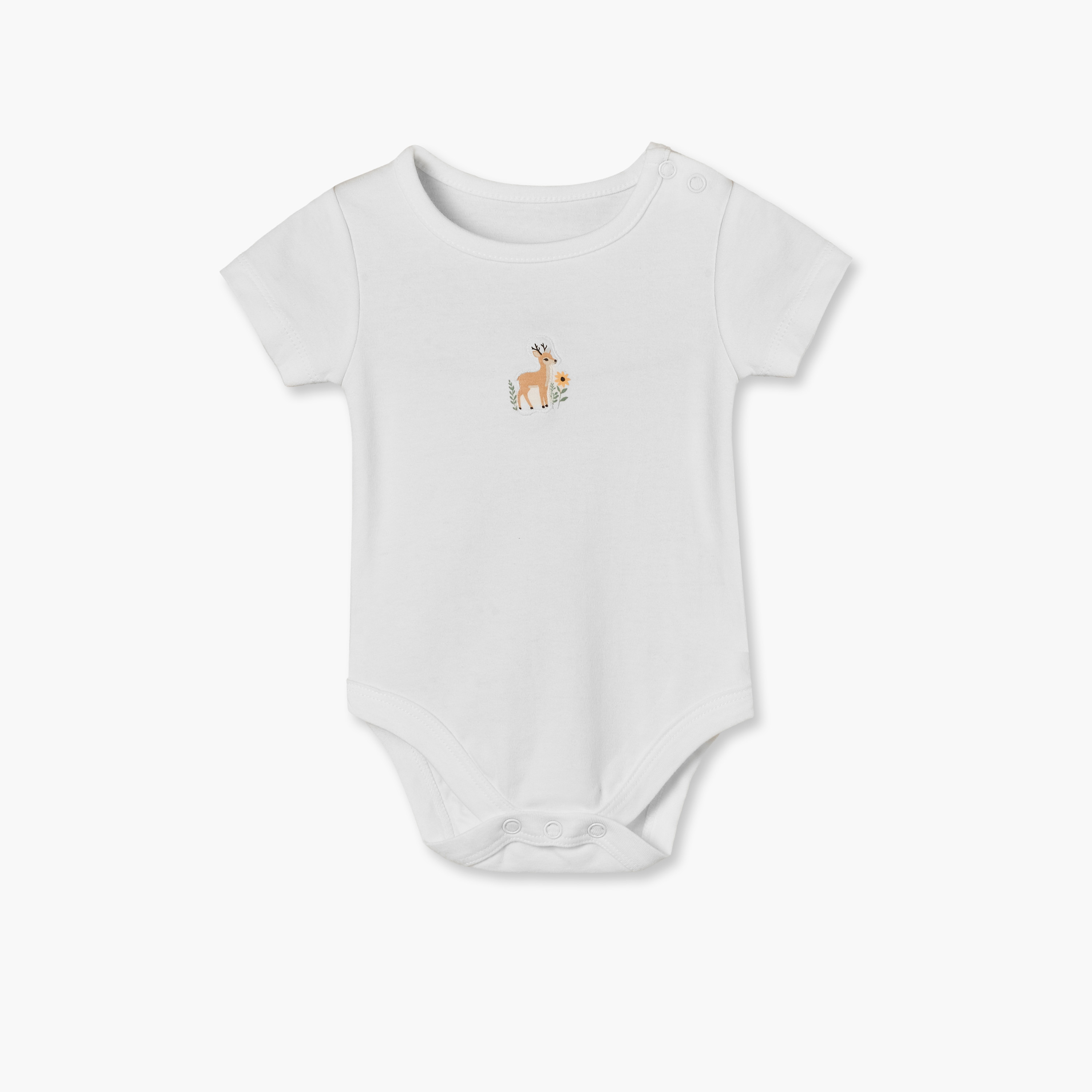 Pack of 5 Juniors Crew Neck Short Sleeves Bodysuit with Safari Print-baby-boys-clothing-bodysuits-image-4