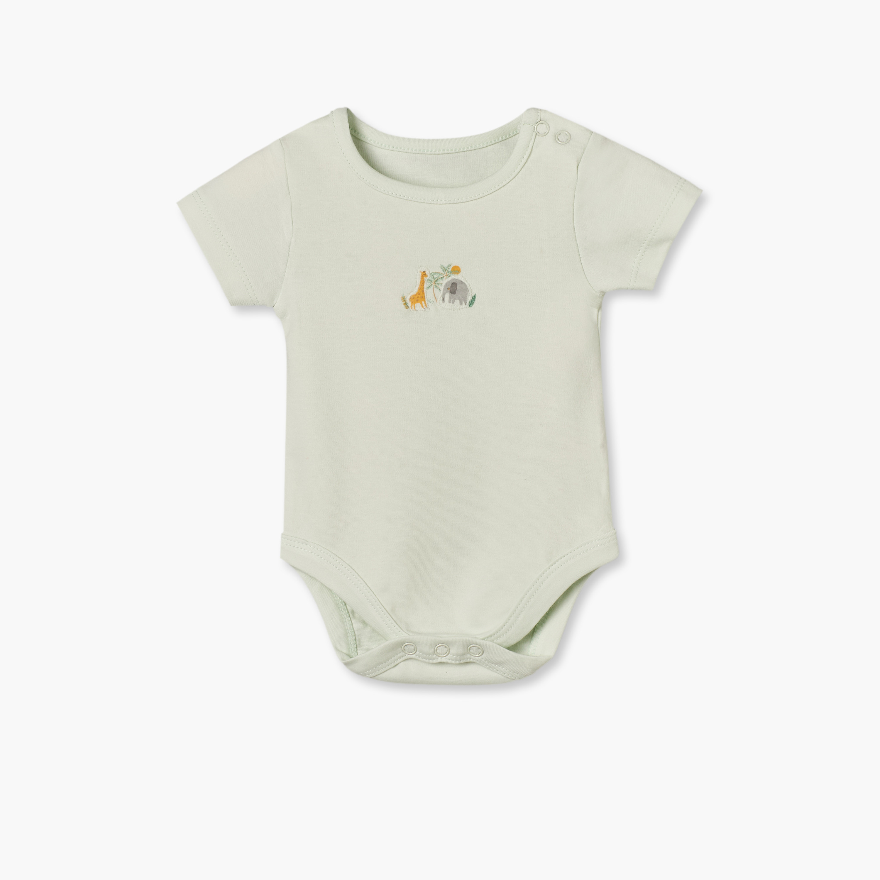 Pack of 5 Juniors Crew Neck Short Sleeves Bodysuit with Safari Print-baby-boys-clothing-bodysuits-image-7